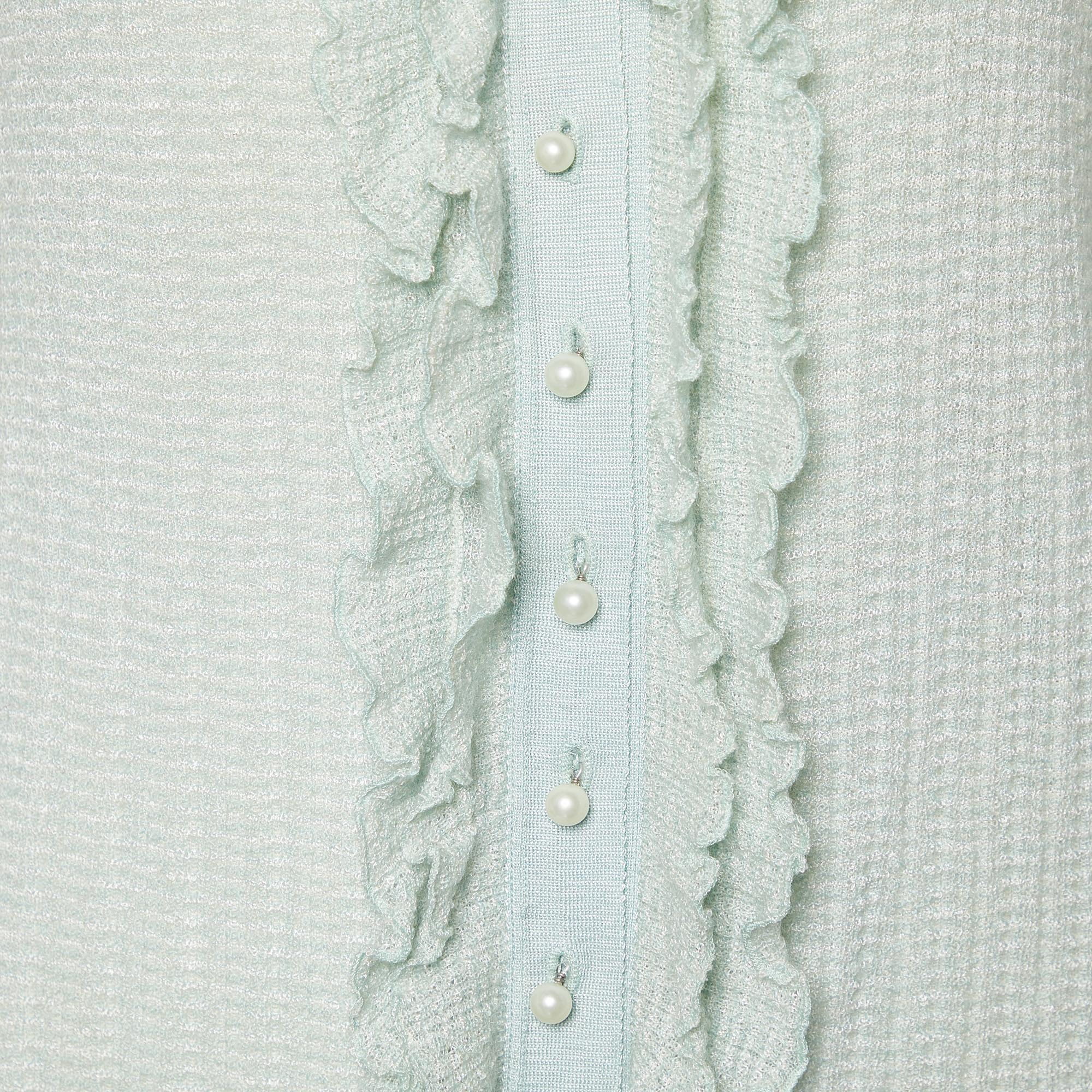 Louis Vuitton Light Green Cashmere & Silk Knit Cardigan XL