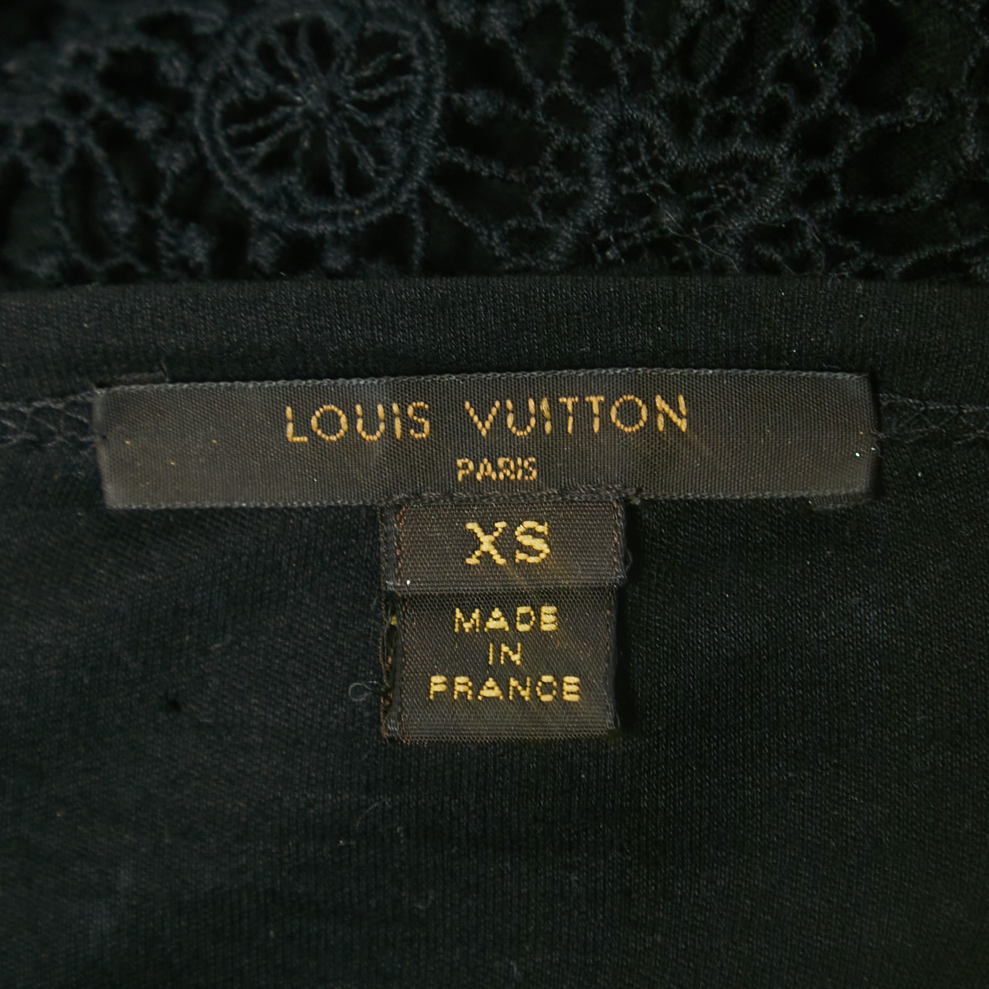 Louis Vuitton Black Lace Knit Long Sleeve Top XS