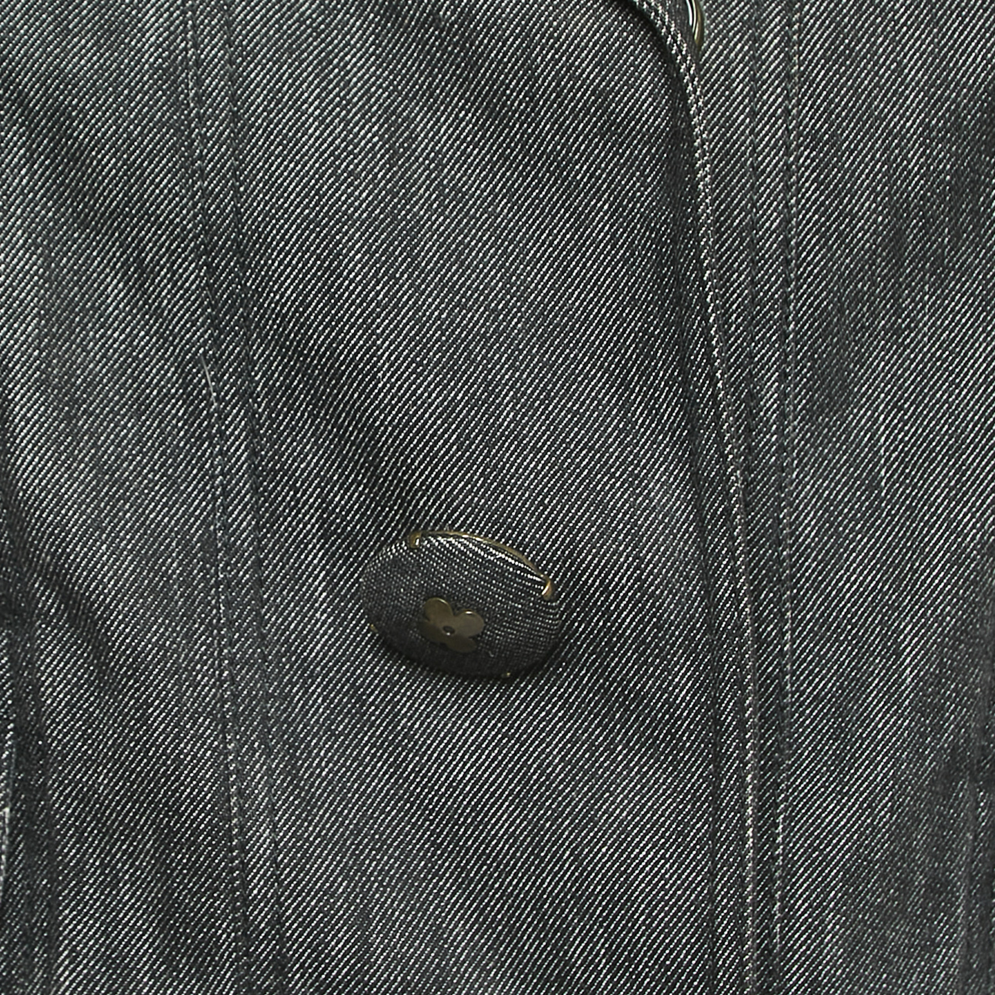 Louis Vuitton Black Denim Monogram Sleeve Detailed Jacket M