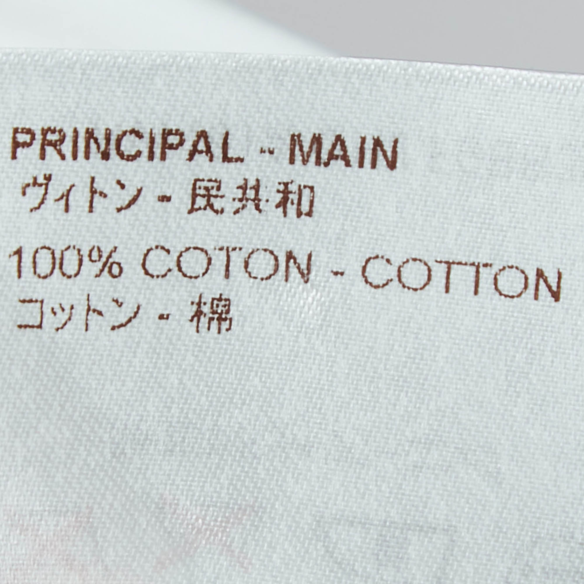 Louis Vuitton Off White Cotton Lace Trimmed Button Front Shirt L