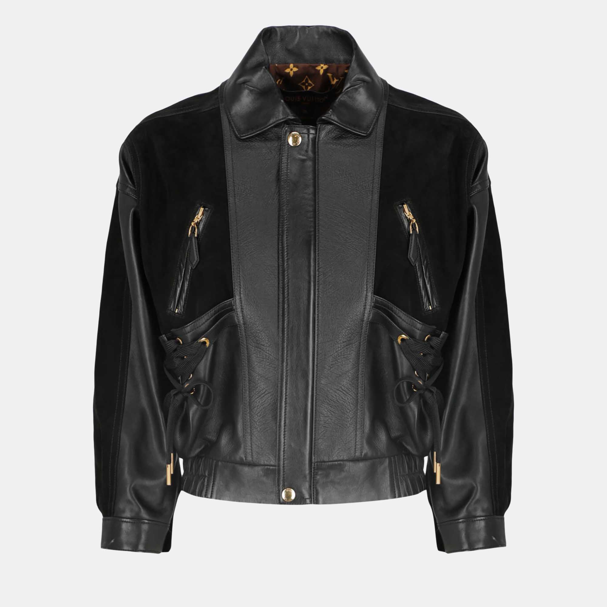 Louis Vuitton  Women's Leather Biker Jacket - Black - S