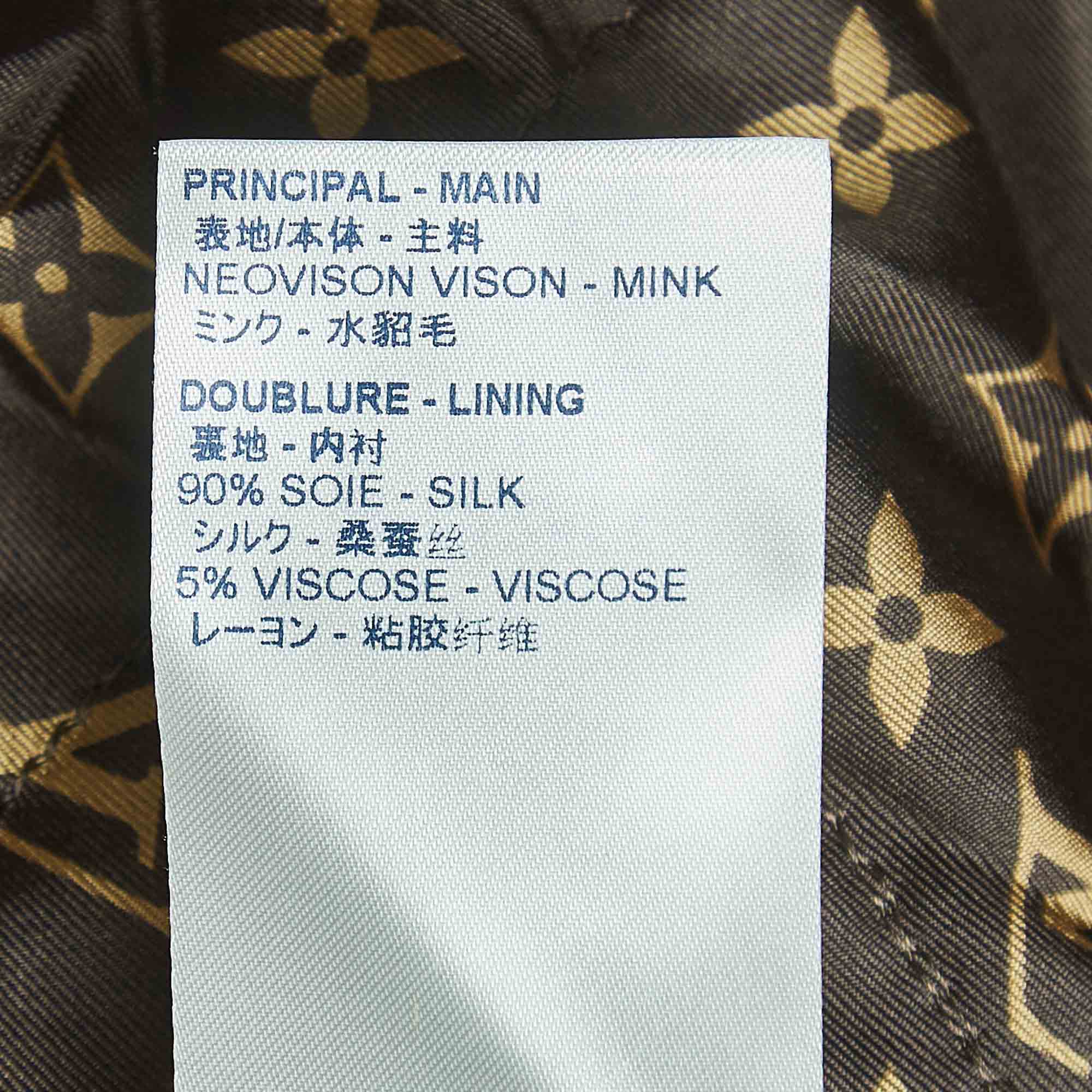 Louis Vuitton Grey Monogram Mink Fur Hooded Bomber Jacket S