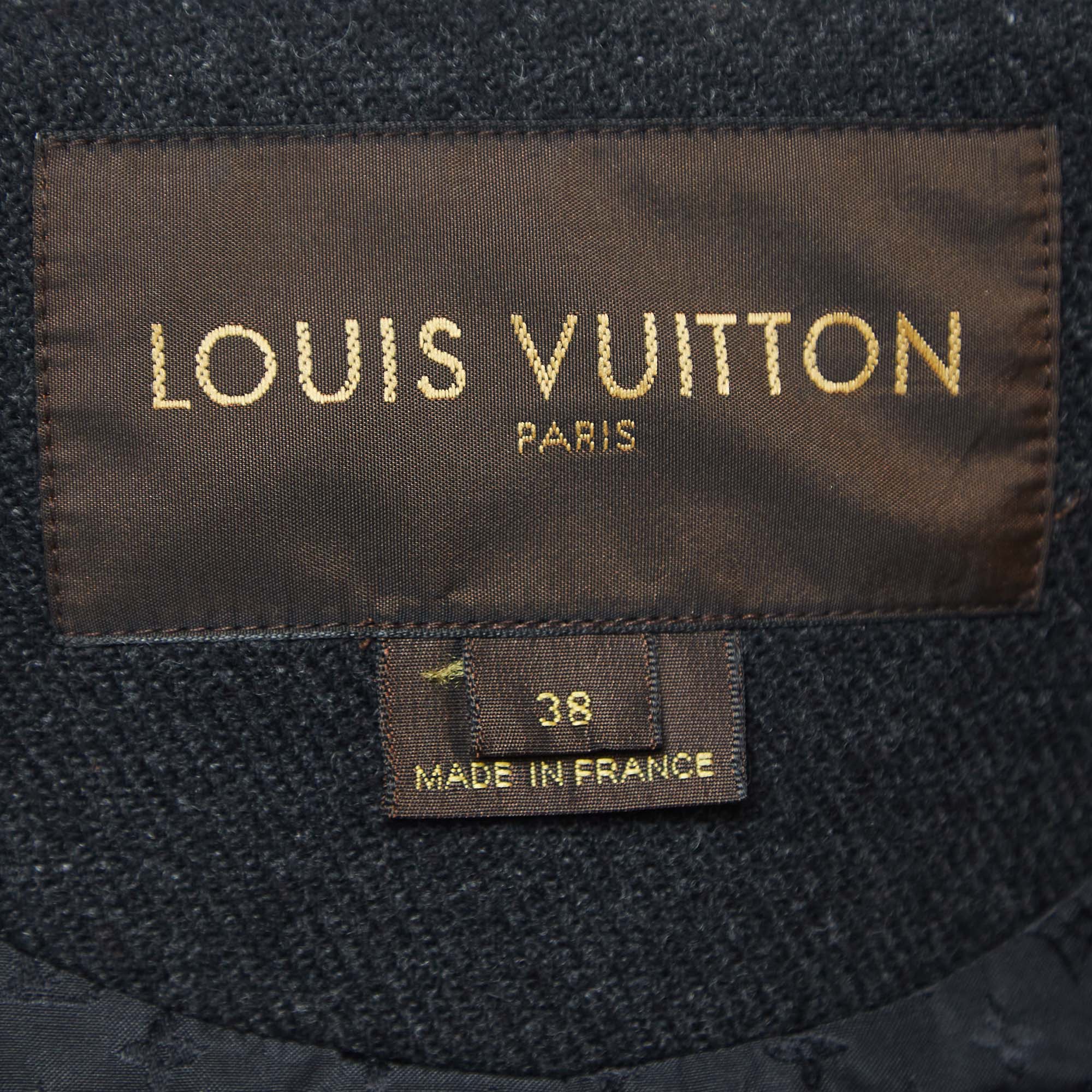 Louis Vuitton Vintage Charcoal Grey Wool Double-Breasted Coat S