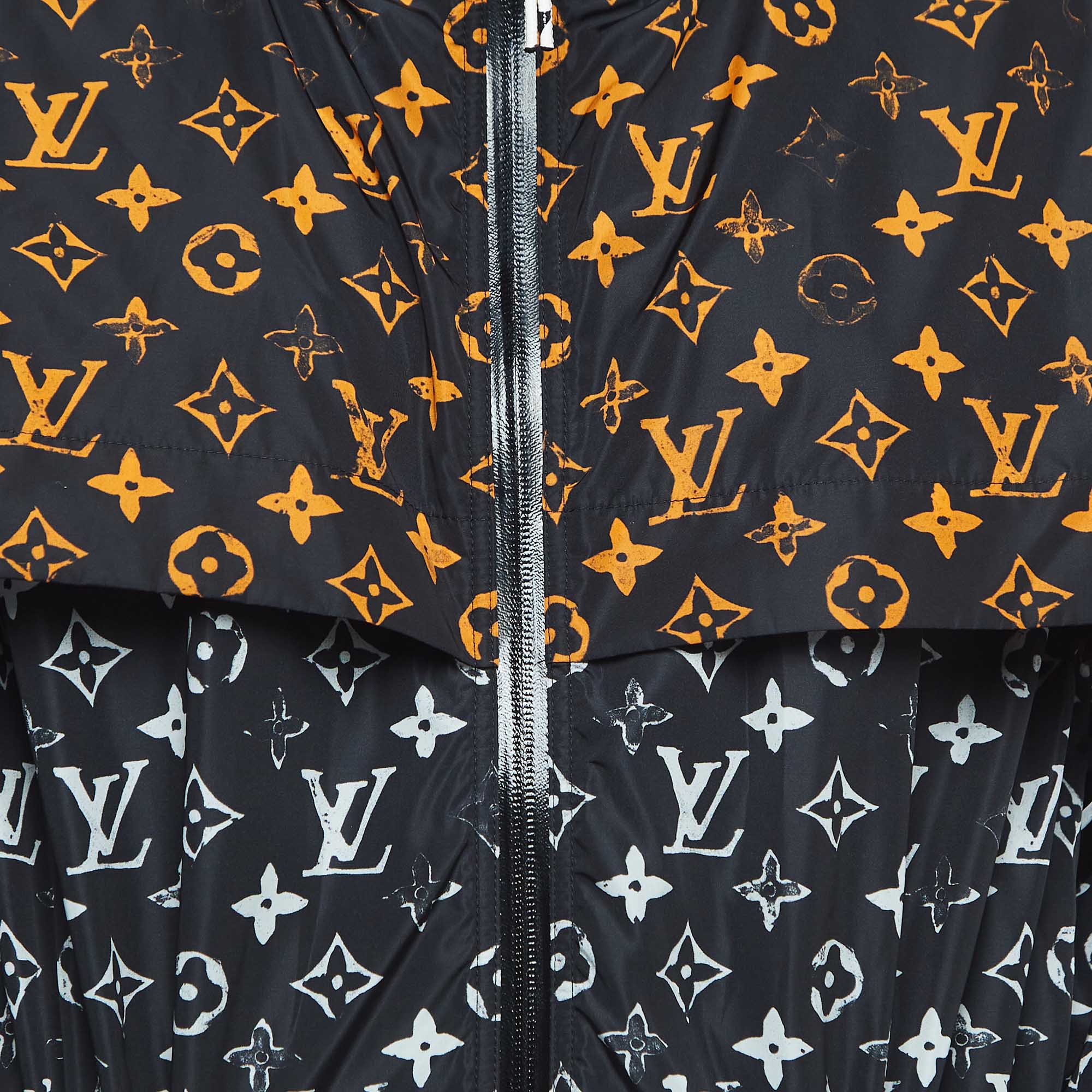 Louis Vuitton Black Monogram Nylon Zip Front Parker Jacket S