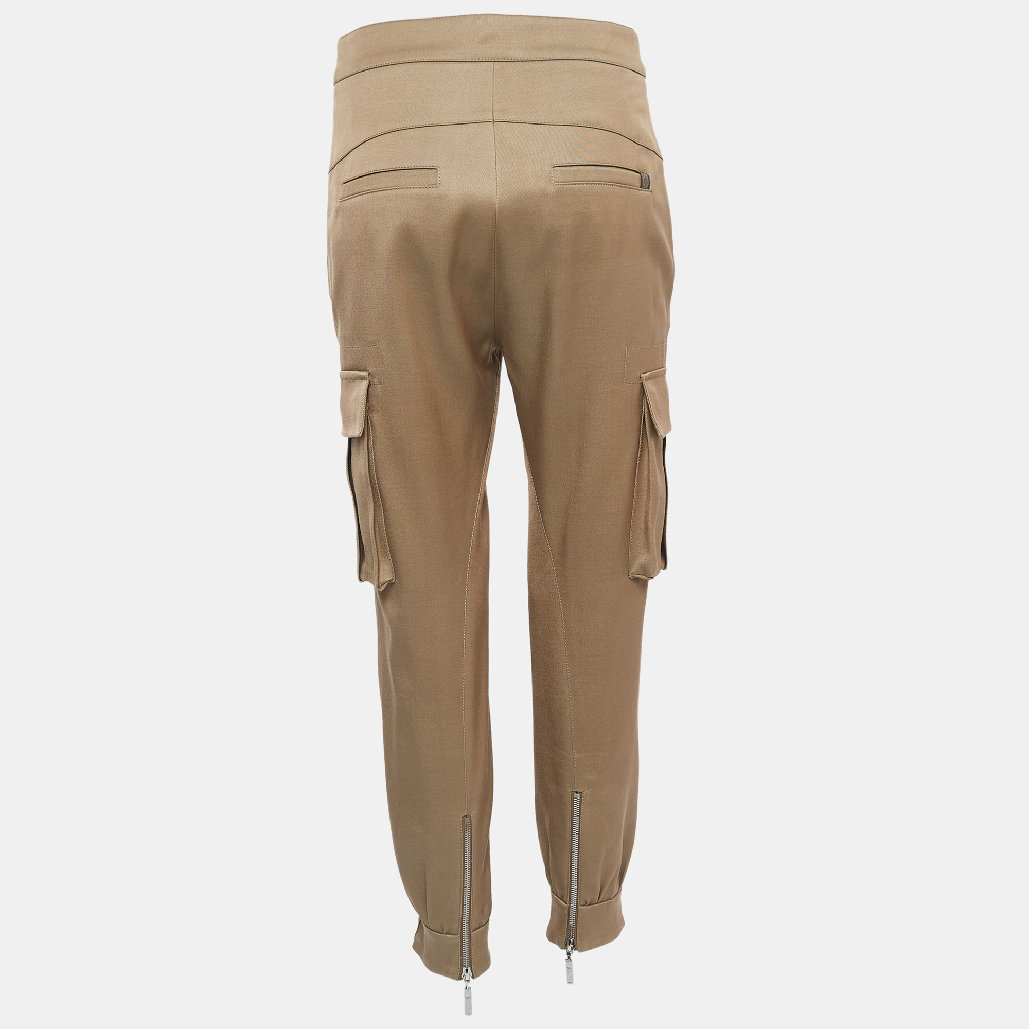 Louis Vuitton Khaki Gabardine Diagonal Zipper Cargo Pants S