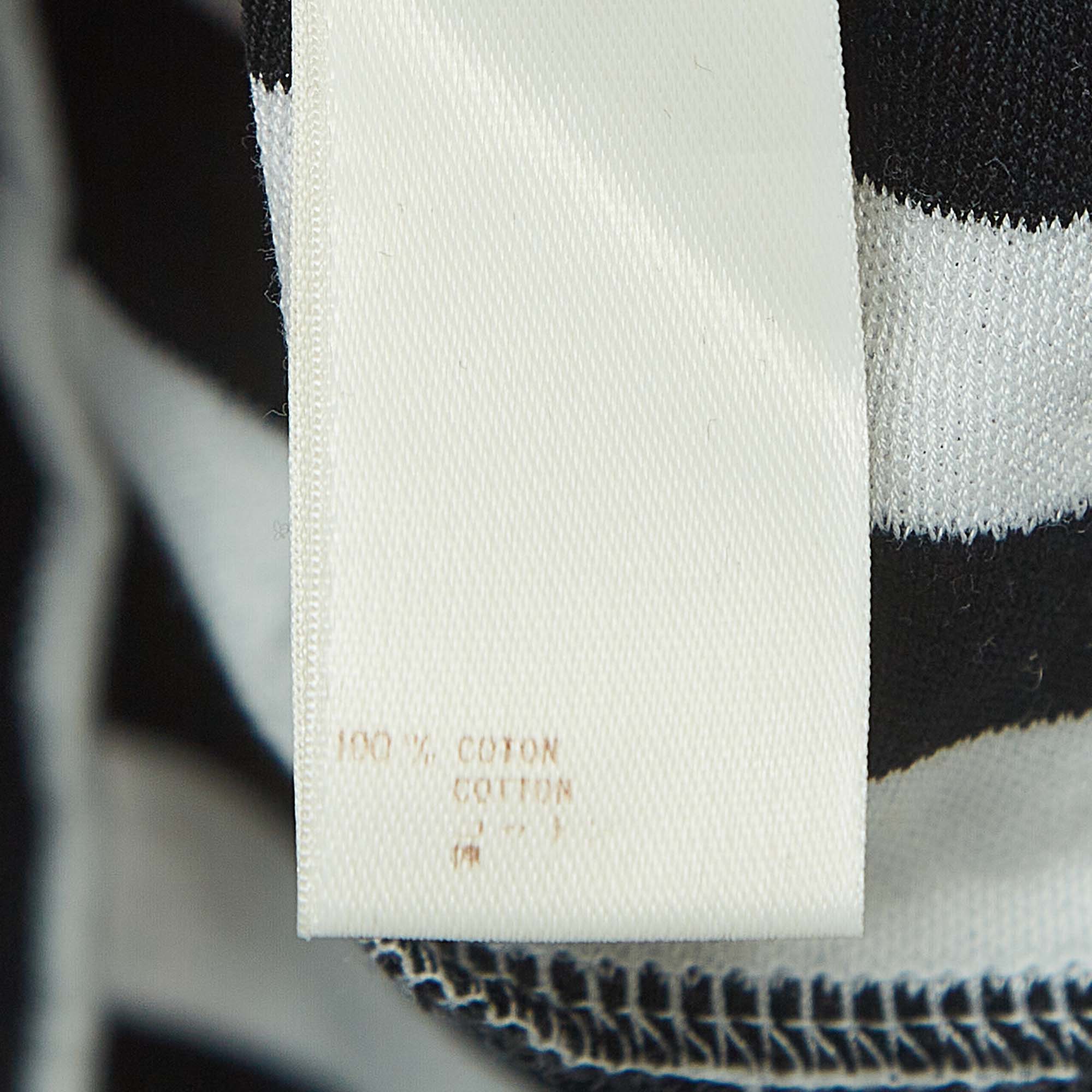 Louis Vuitton Black/White Stripe Cotton Detachable Chain Detail Top XL
