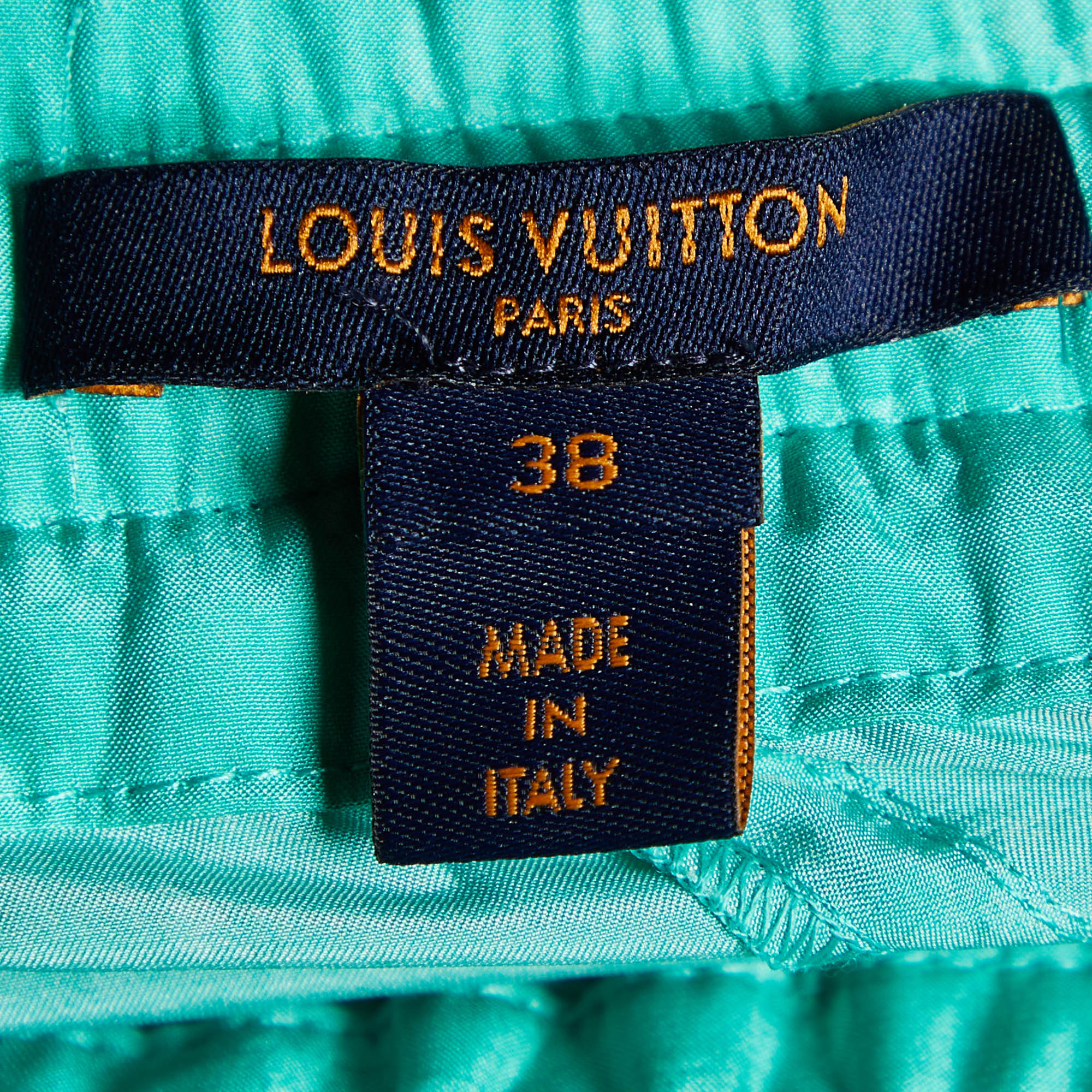 Louis Vuitton Green Monogram Silk Drawstring Waist Trousers M