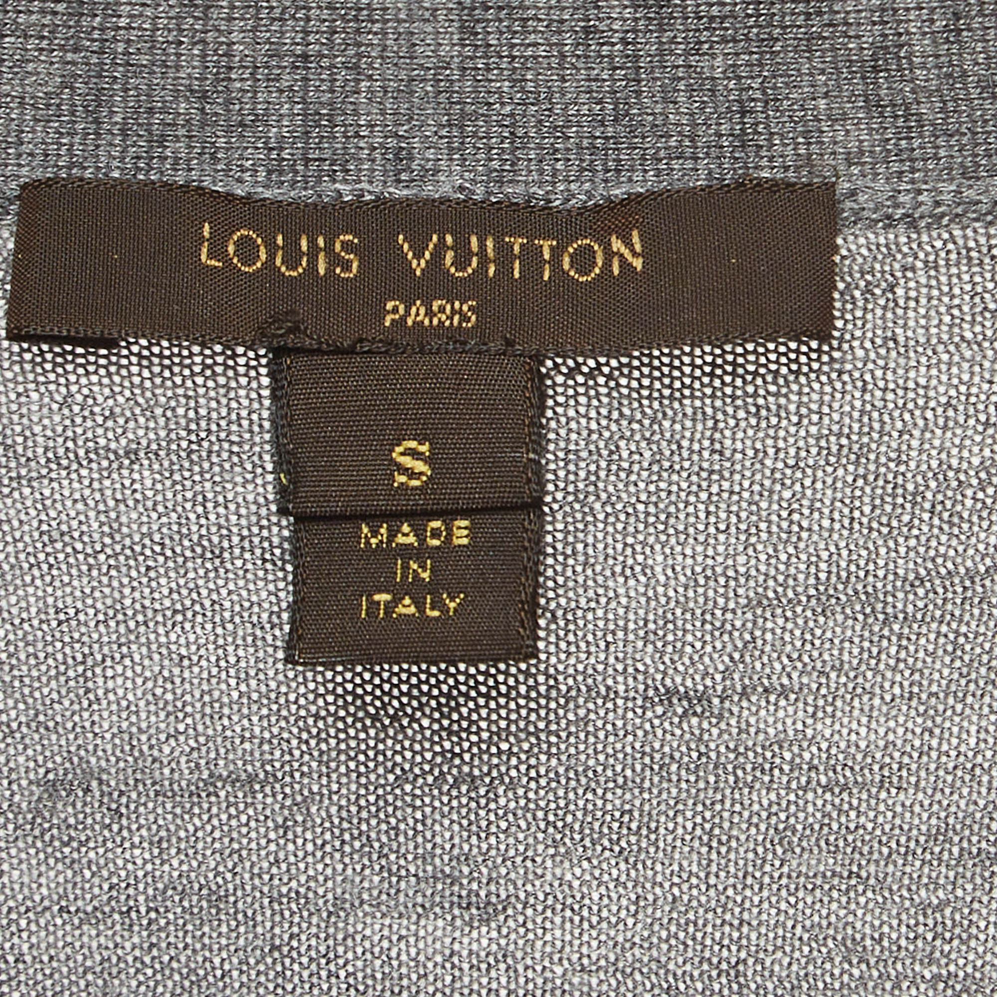 Louis Vuitton Grey Cashmere & Silk Knit Buttoned Cardigan S