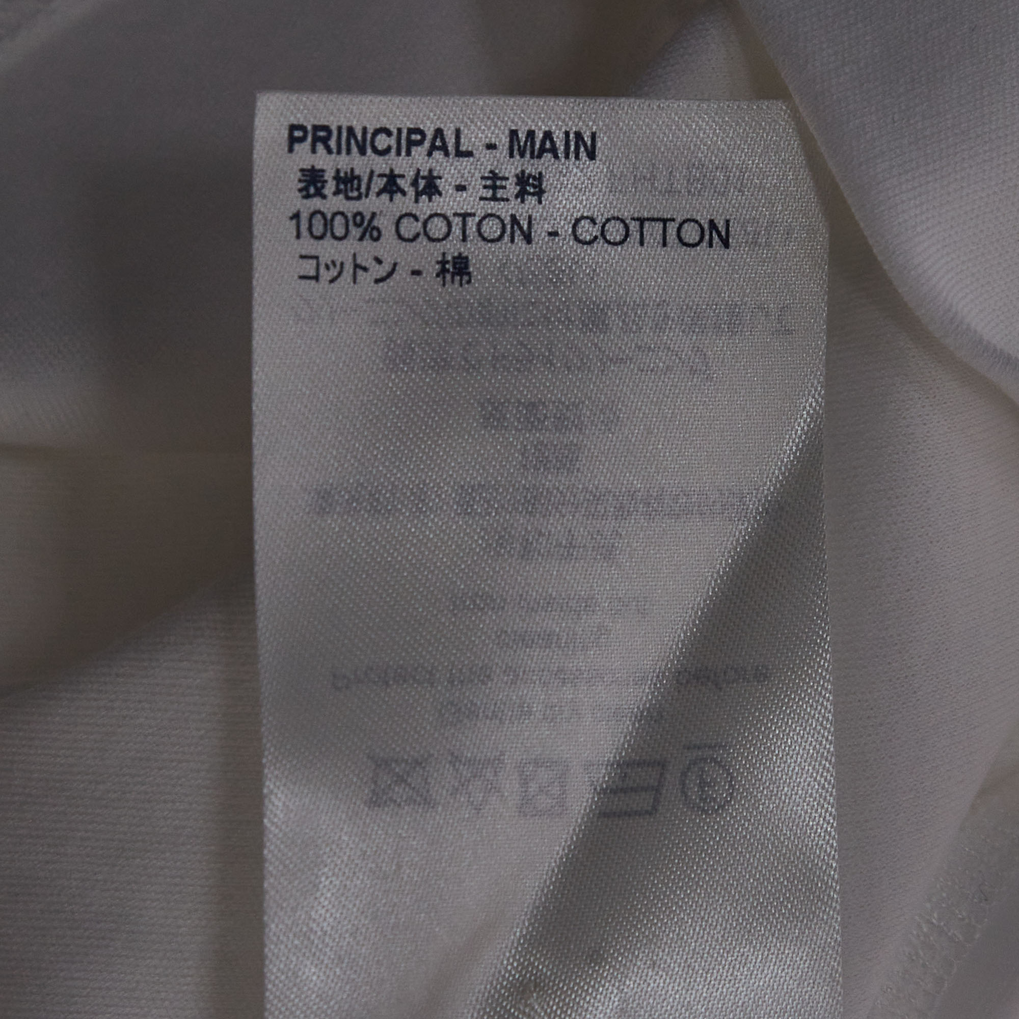 Louis Vuitton White Cotton & Silk Embellished Neck Detail Top XXL
