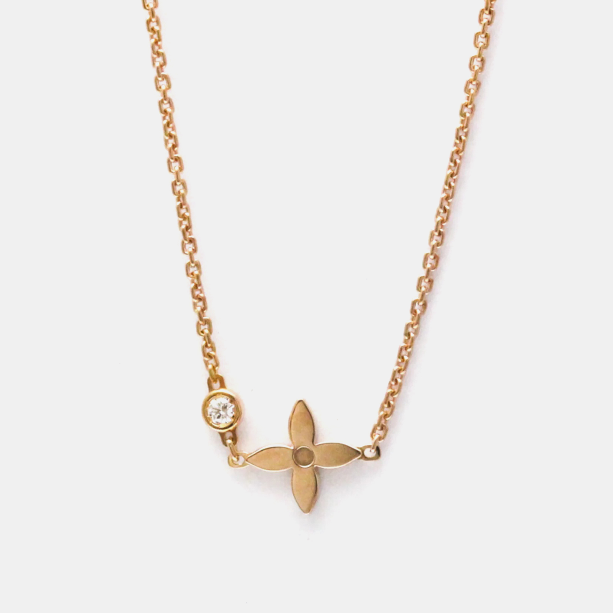 Louis Vuitton 18K Pink Gold Diamond Pendentif Monogram Idylle Pendant Necklace