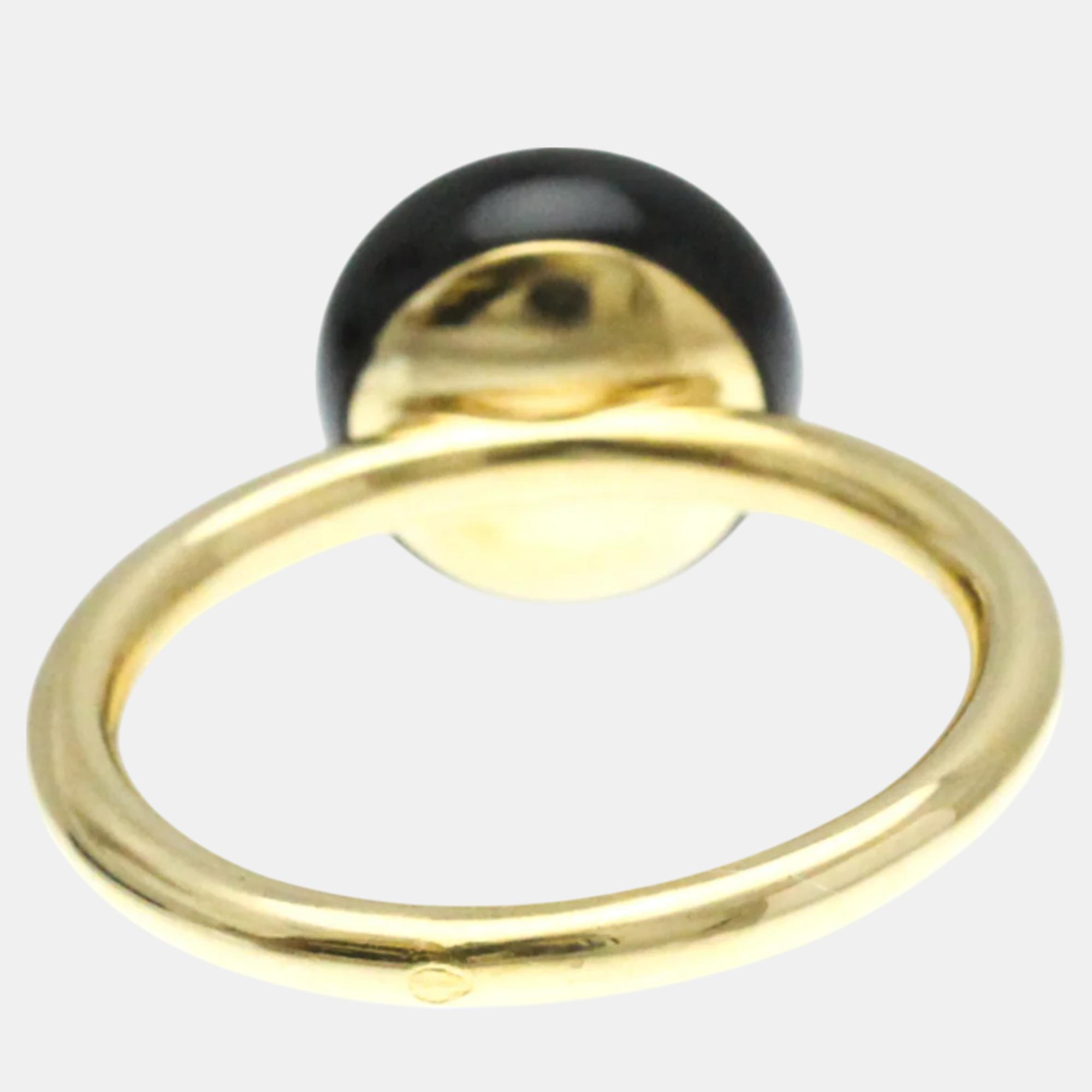 Louis Vuitton 18K Yellow Gold Diamond Onyx Color Blossom Ring Carat/0.07