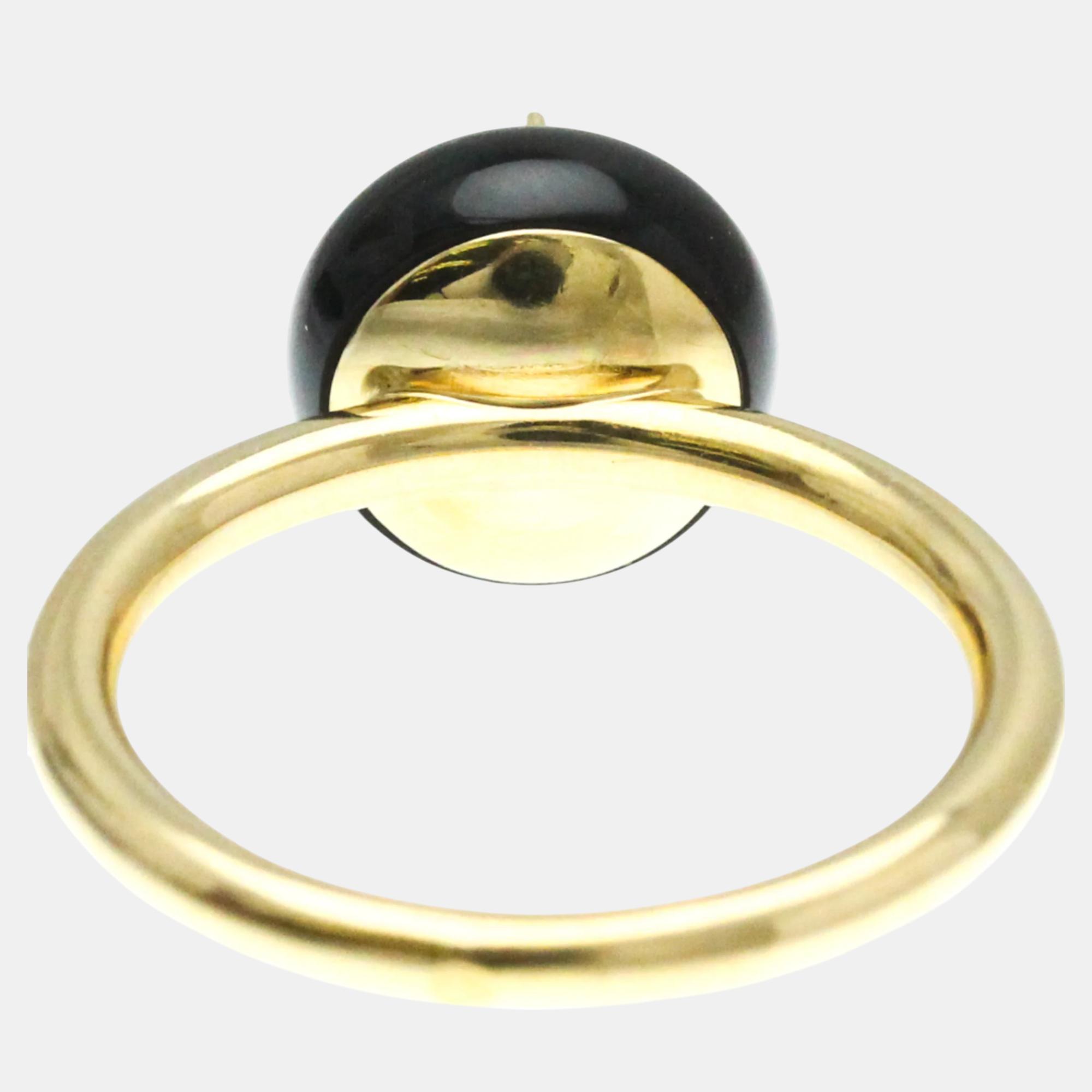 Louis Vuitton 18K Yellow Gold Diamond Onyx Color Blossom Ring Carat/0.07