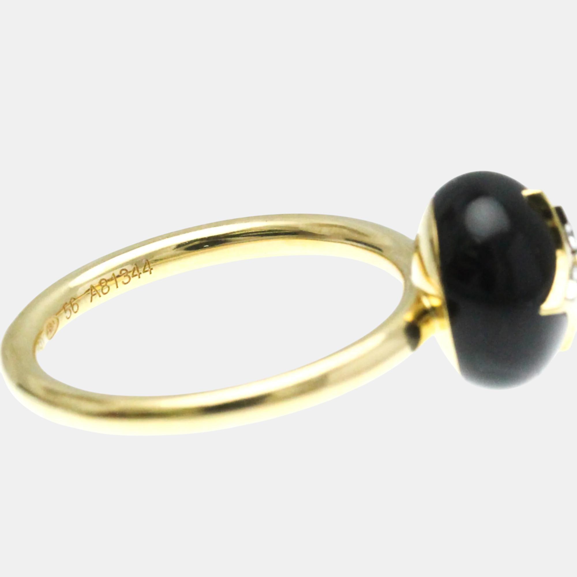 Louis Vuitton 18K Yellow Gold Diamond Onyx Color Blossom Ring Carat/0.07