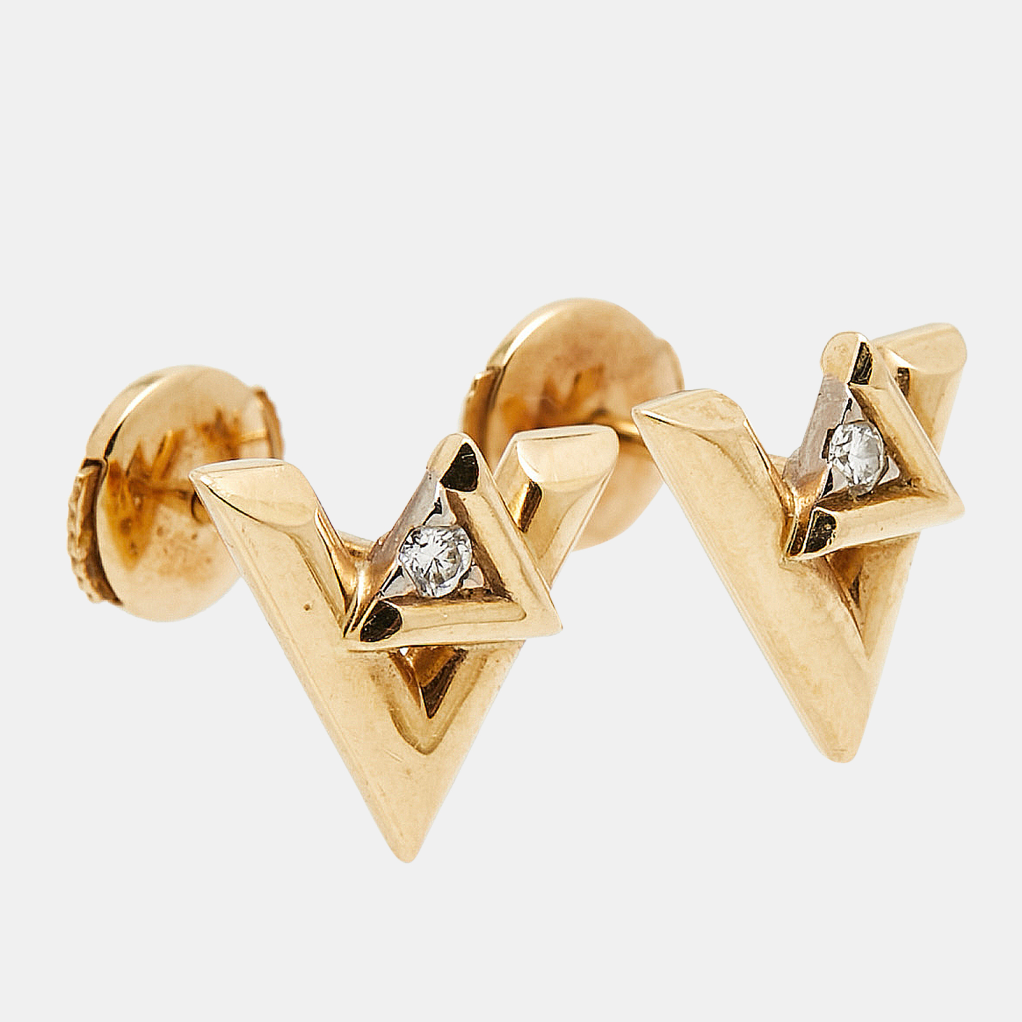 Louis Vuitton LV Volt Diamond 18k Yellow Gold Earrings