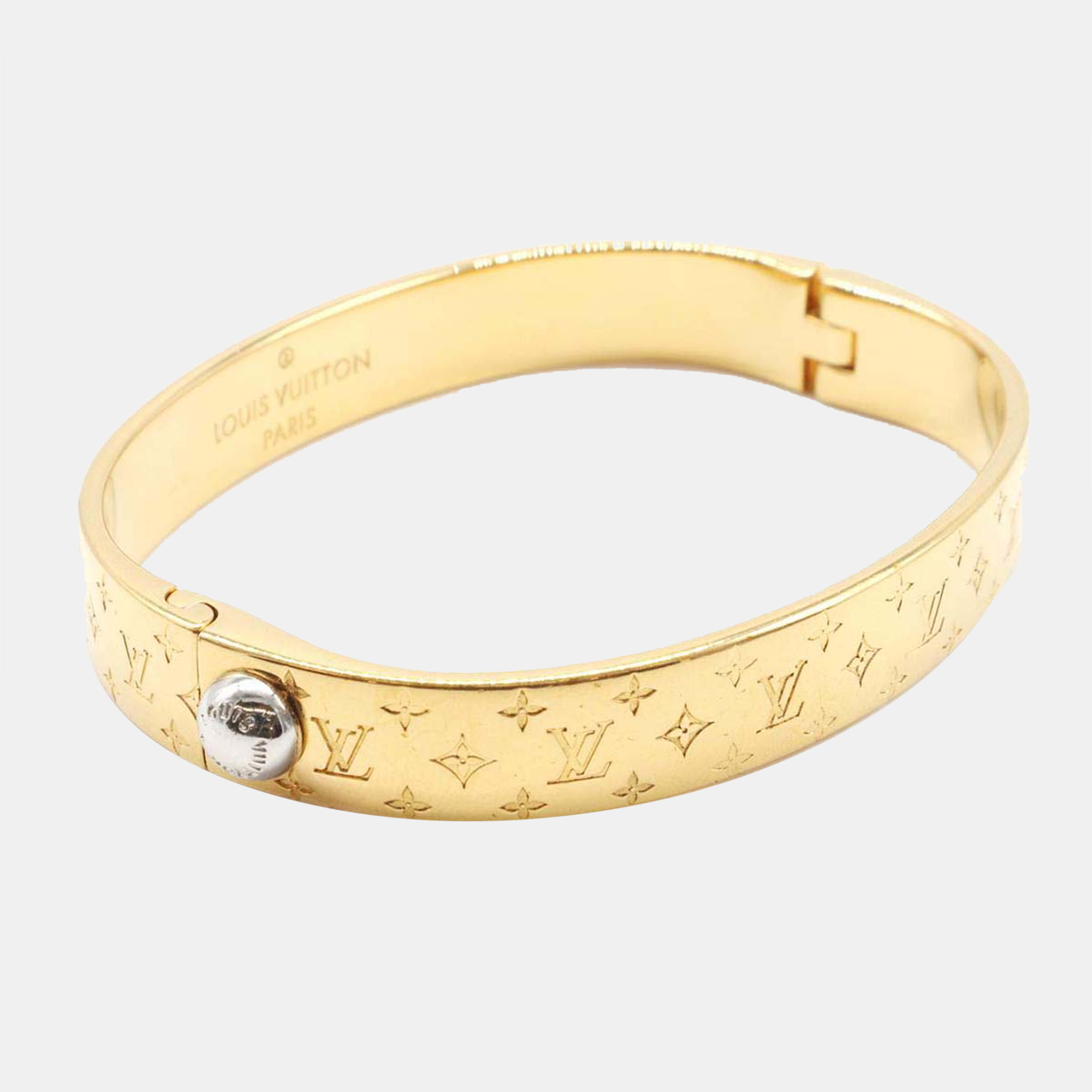 Louis Vuitton Gold Metal Nanogram Cuff Bracelet
