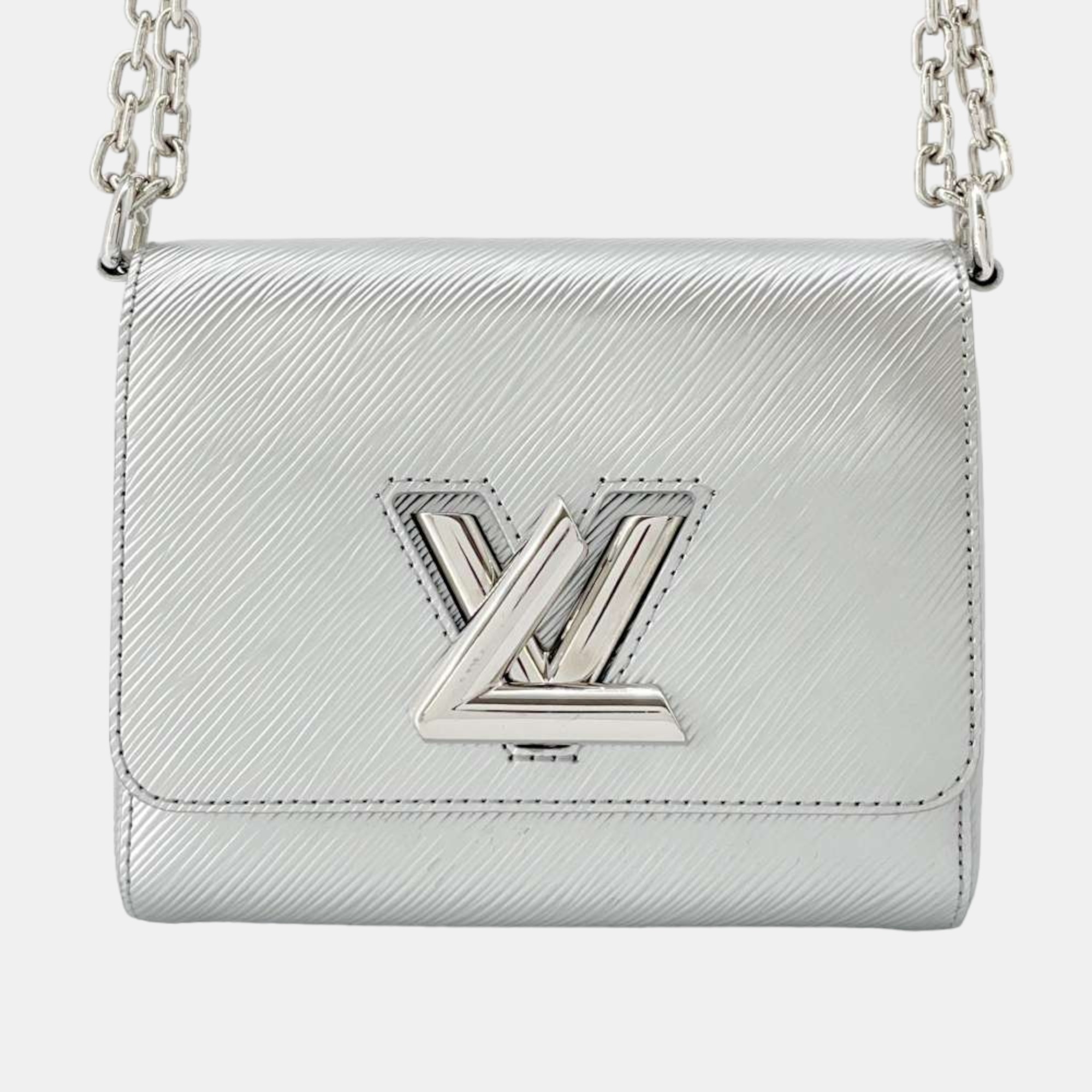 Louis vuitton metallic silver leather small pm shoulder bag