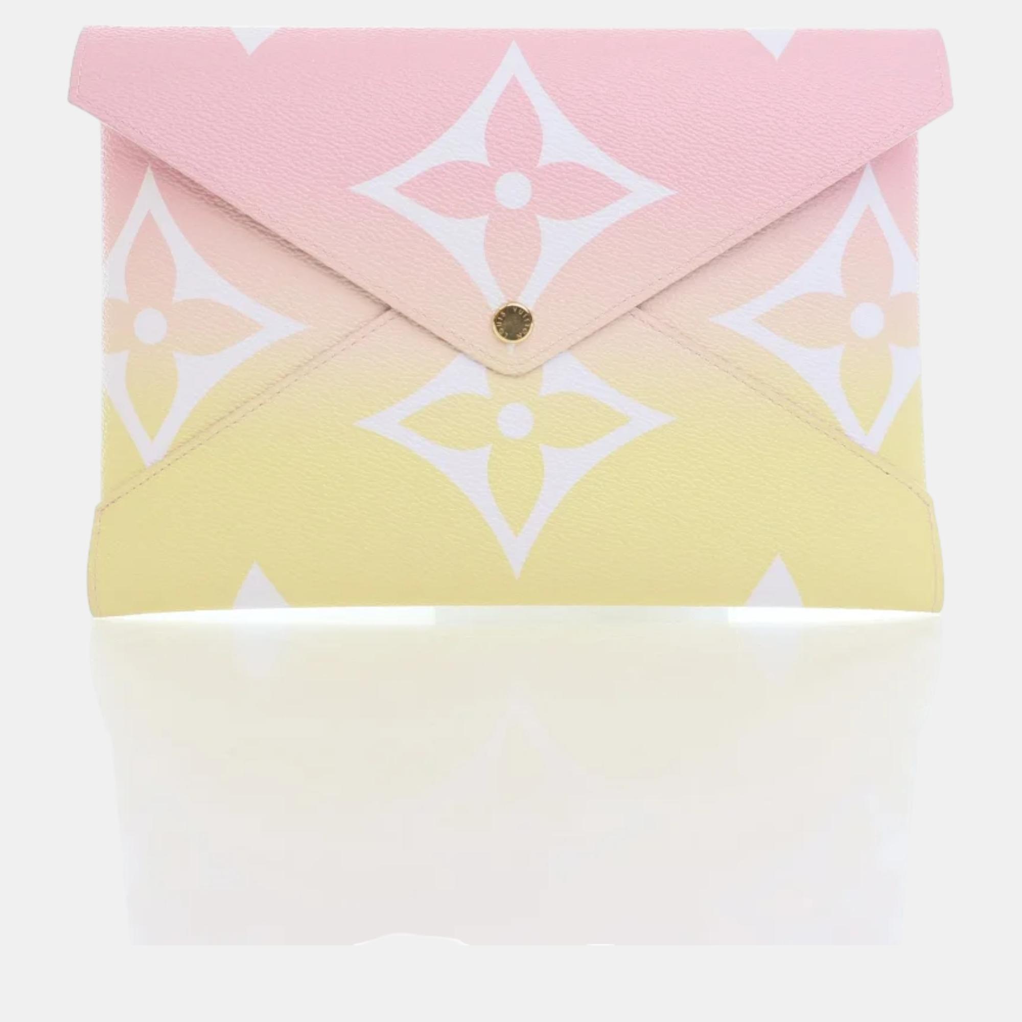 Louis vuitton pink and yellow coated canvas kirigami clutch