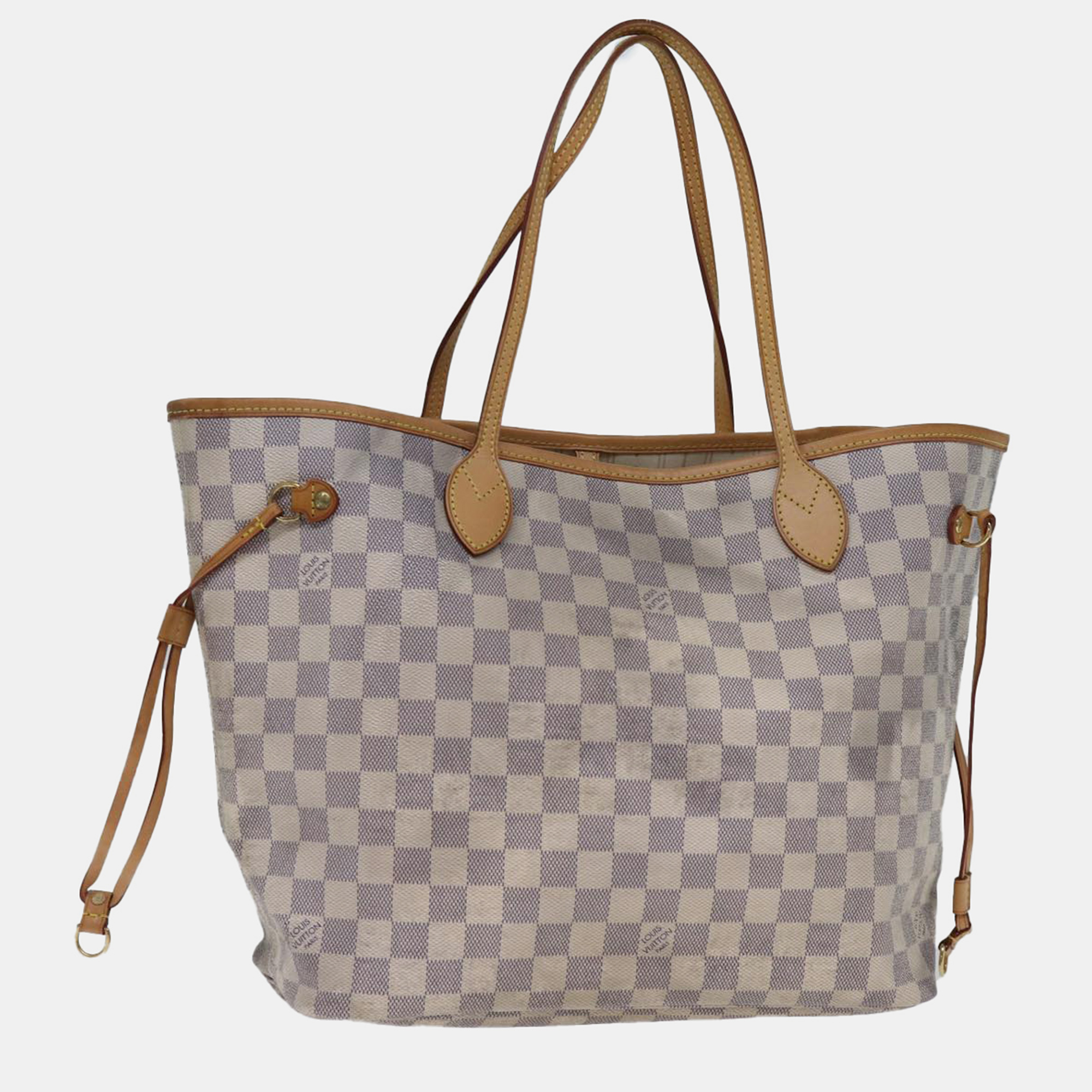 Louis vuitton grey/white canvas mm neverfull tote bag