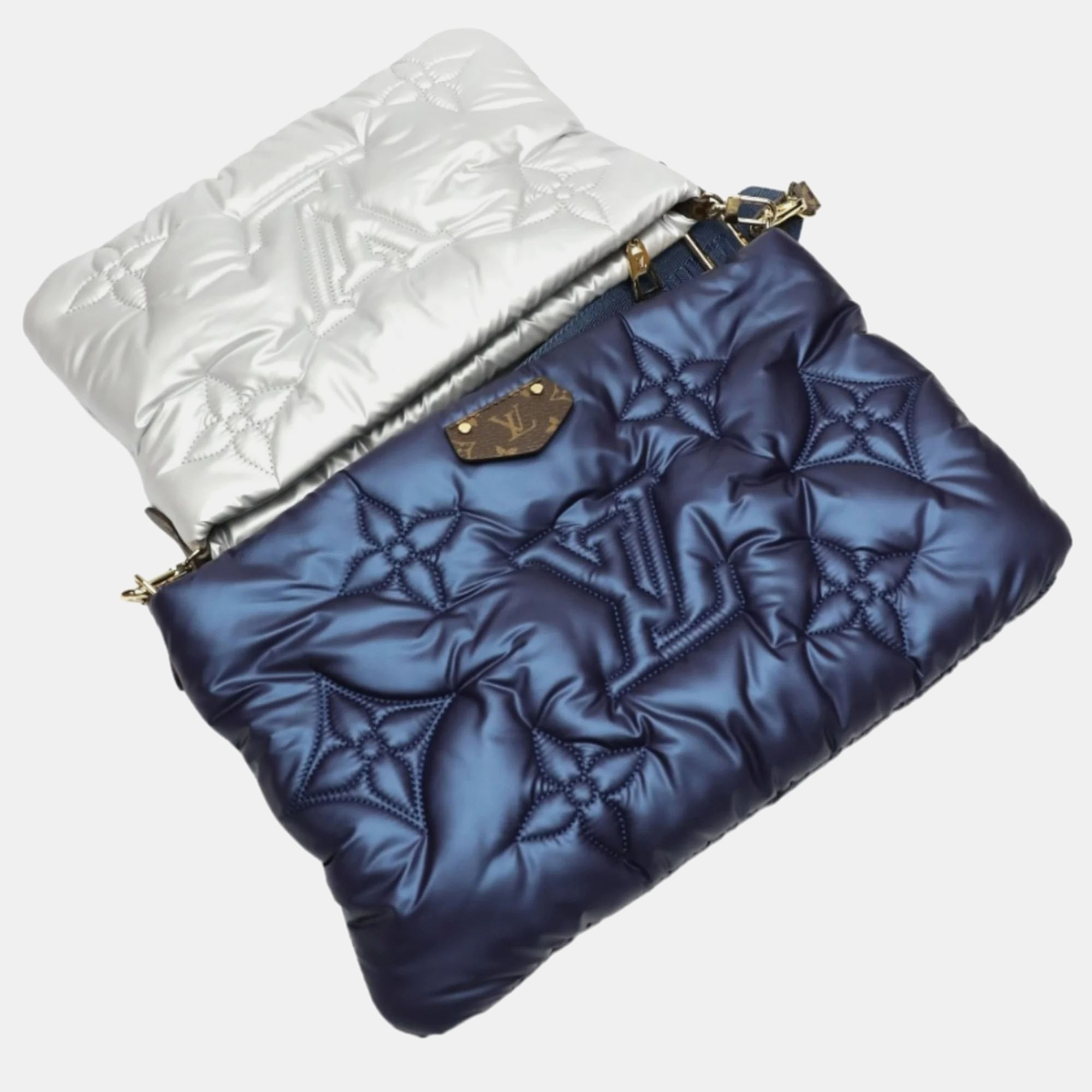 Louis Vuitton Navy/Silver Monogram Quilted Econyl Nylon Maxi Multi Pochette Accessoires