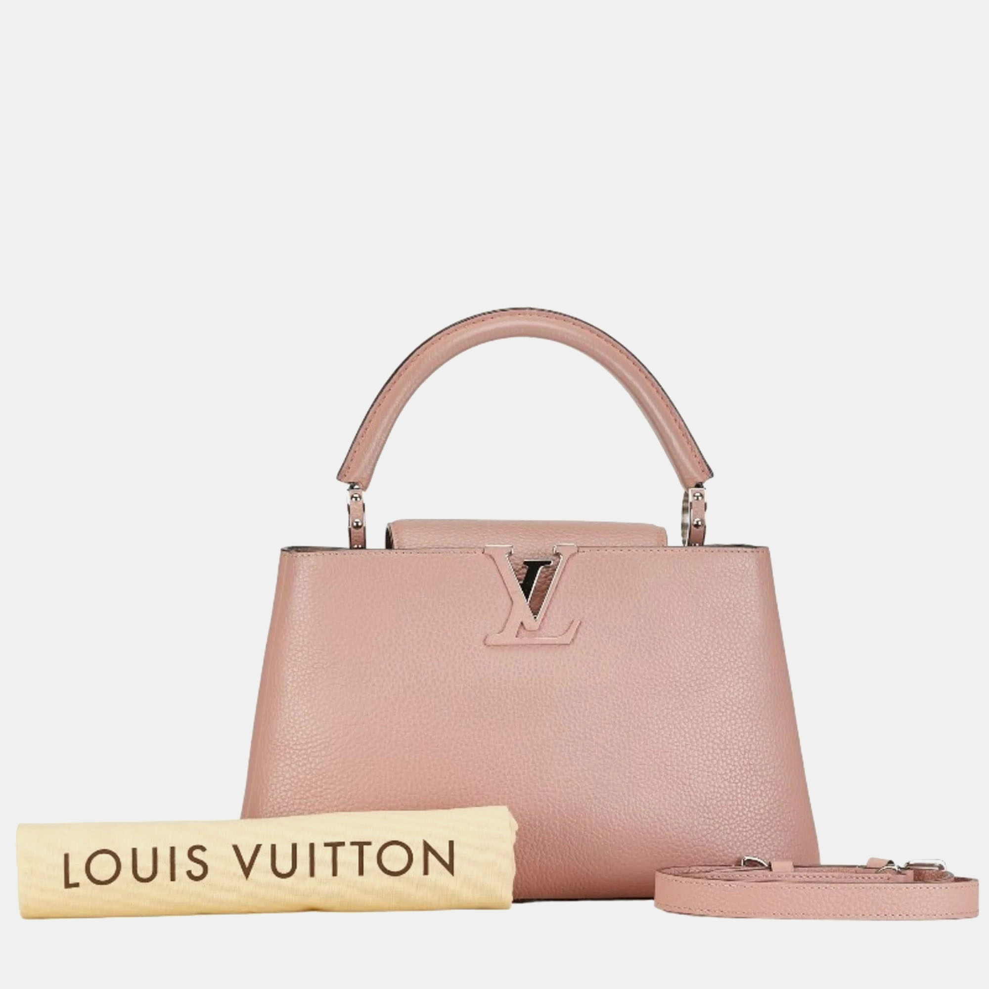 Louis Vuitton Magnolia Pink Taurillon Leather Capucines MM Top Handle Bag