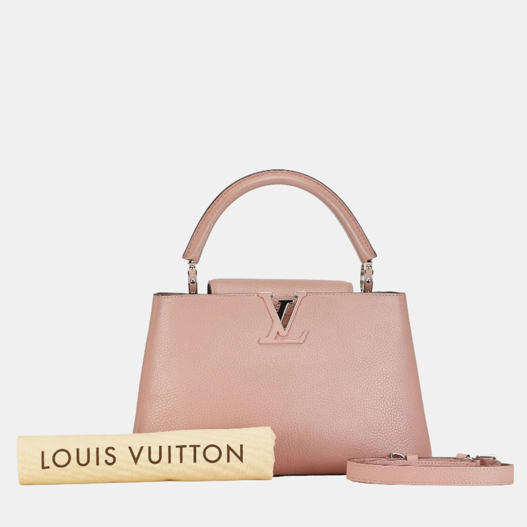 Louis Vuitton Magnolia Pink Taurillon Leather Capucines MM Top Handle Bag