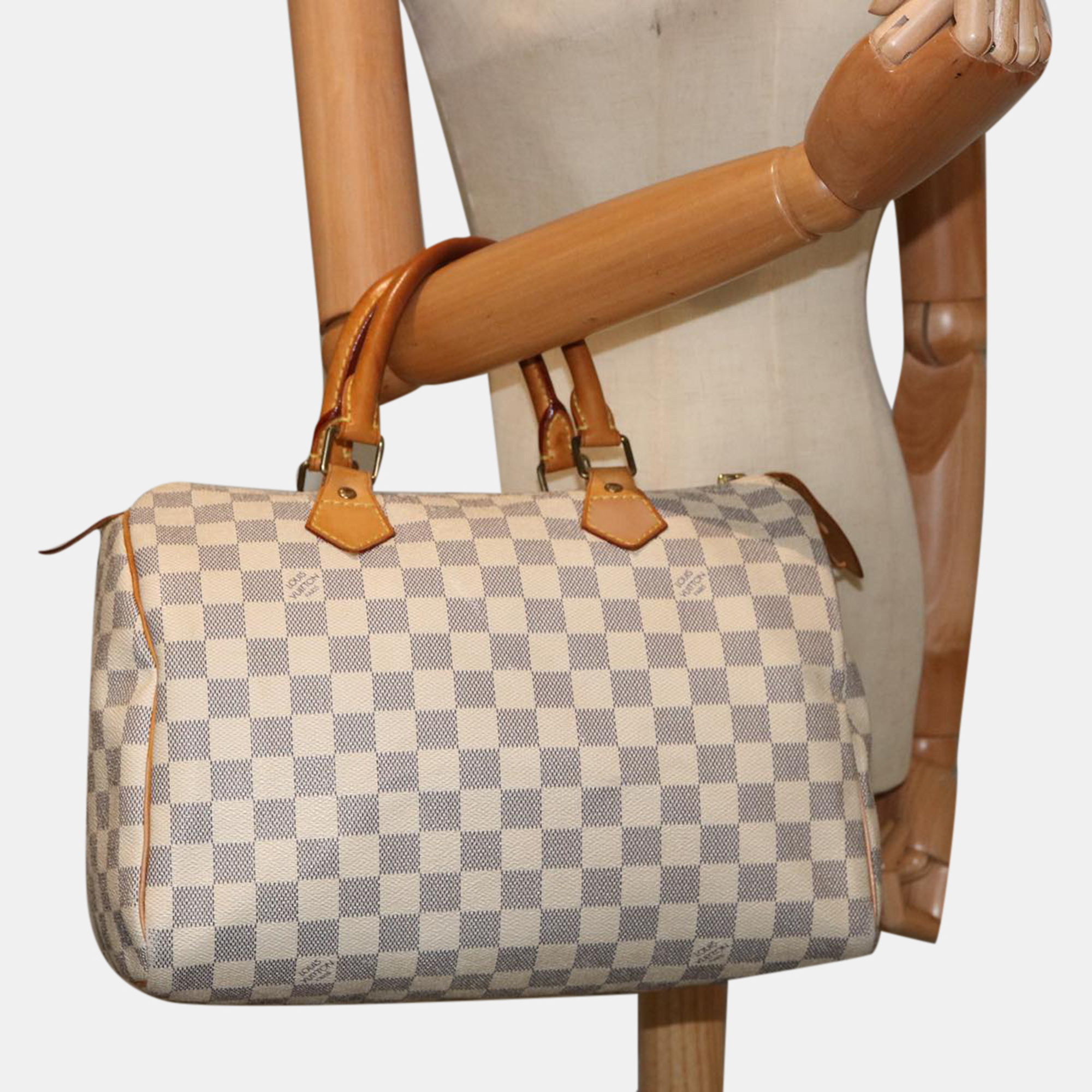 Louis Vuitton White Damier Azur Canvas Speedy 30 Handbag