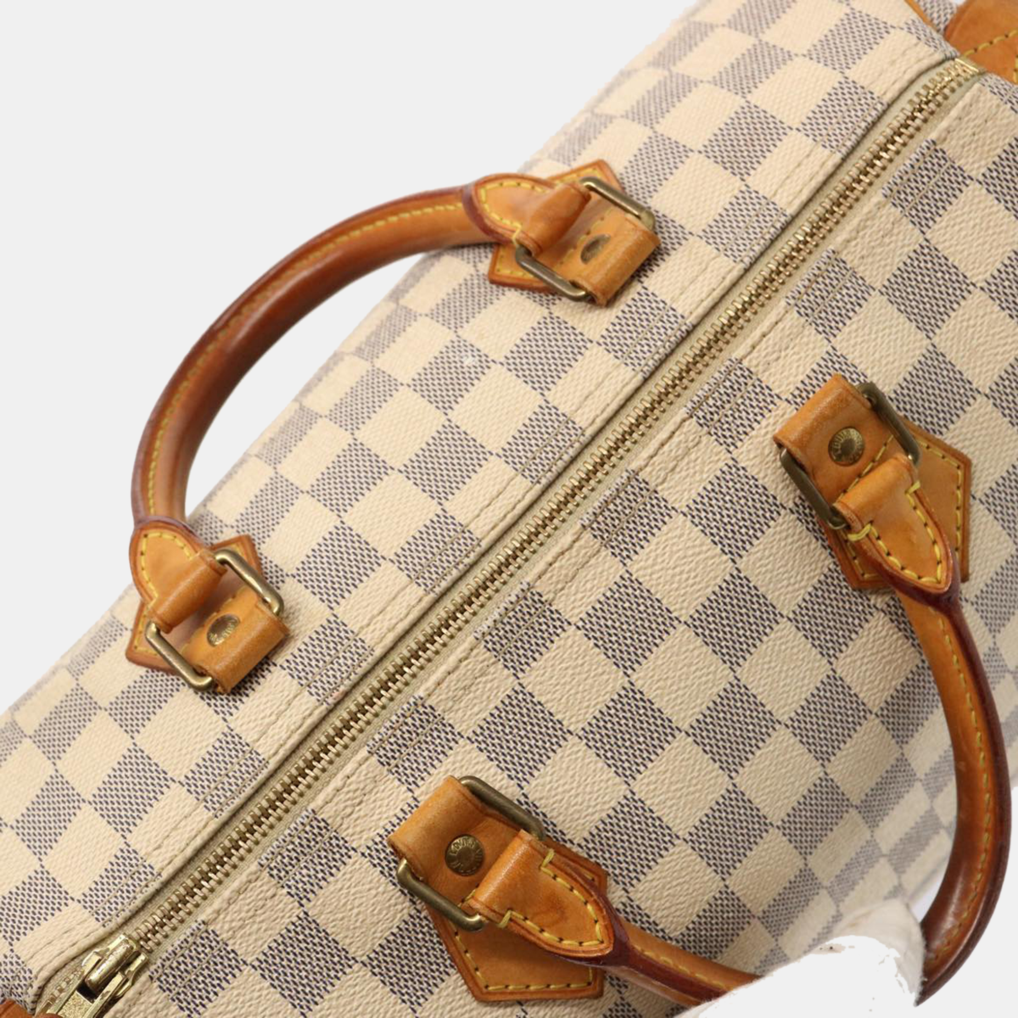 Louis Vuitton White Damier Azur Canvas Speedy 30 Handbag