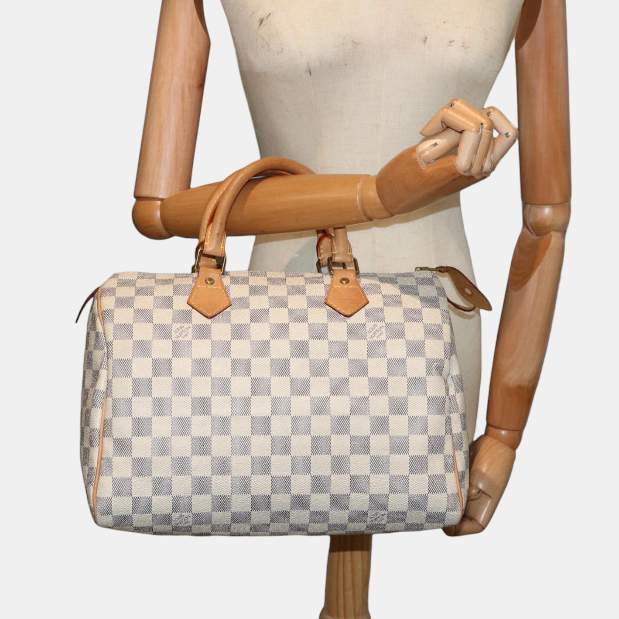 Louis Vuitton White Damier Azur Canvas Speedy 30 Handbag