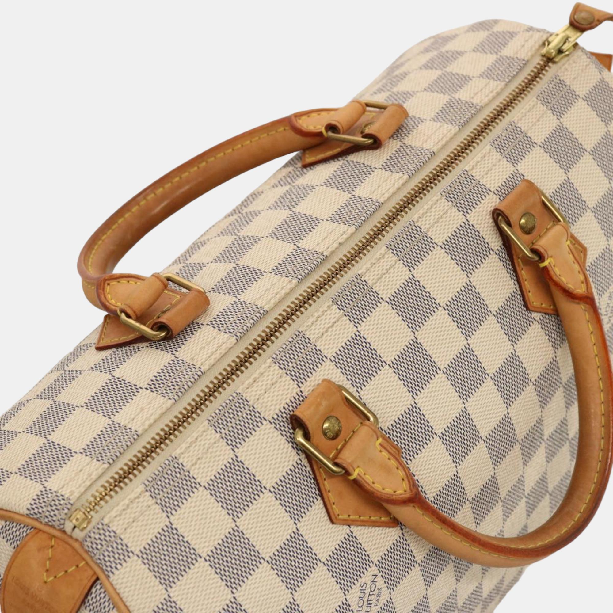 Louis Vuitton White Damier Azur Canvas Speedy 30 Handbag