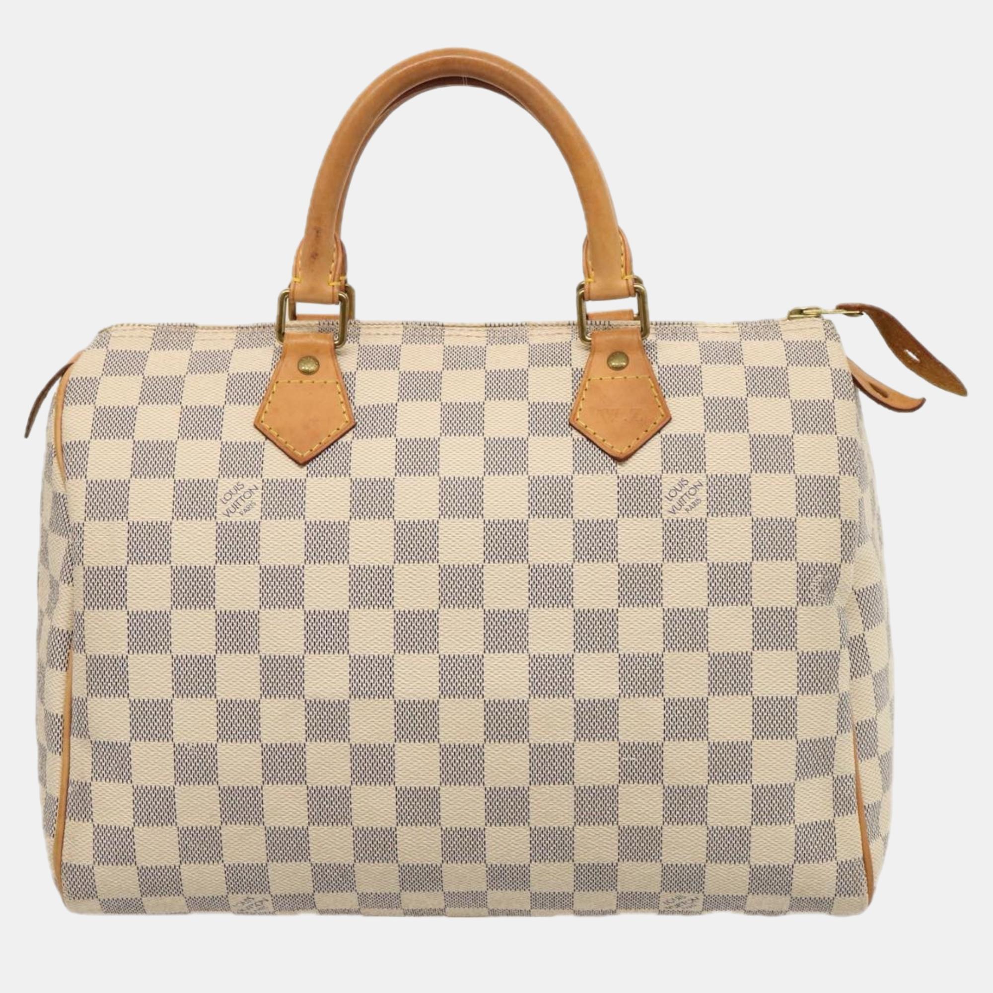 Louis Vuitton White Damier Azur Canvas Speedy 30 Handbag