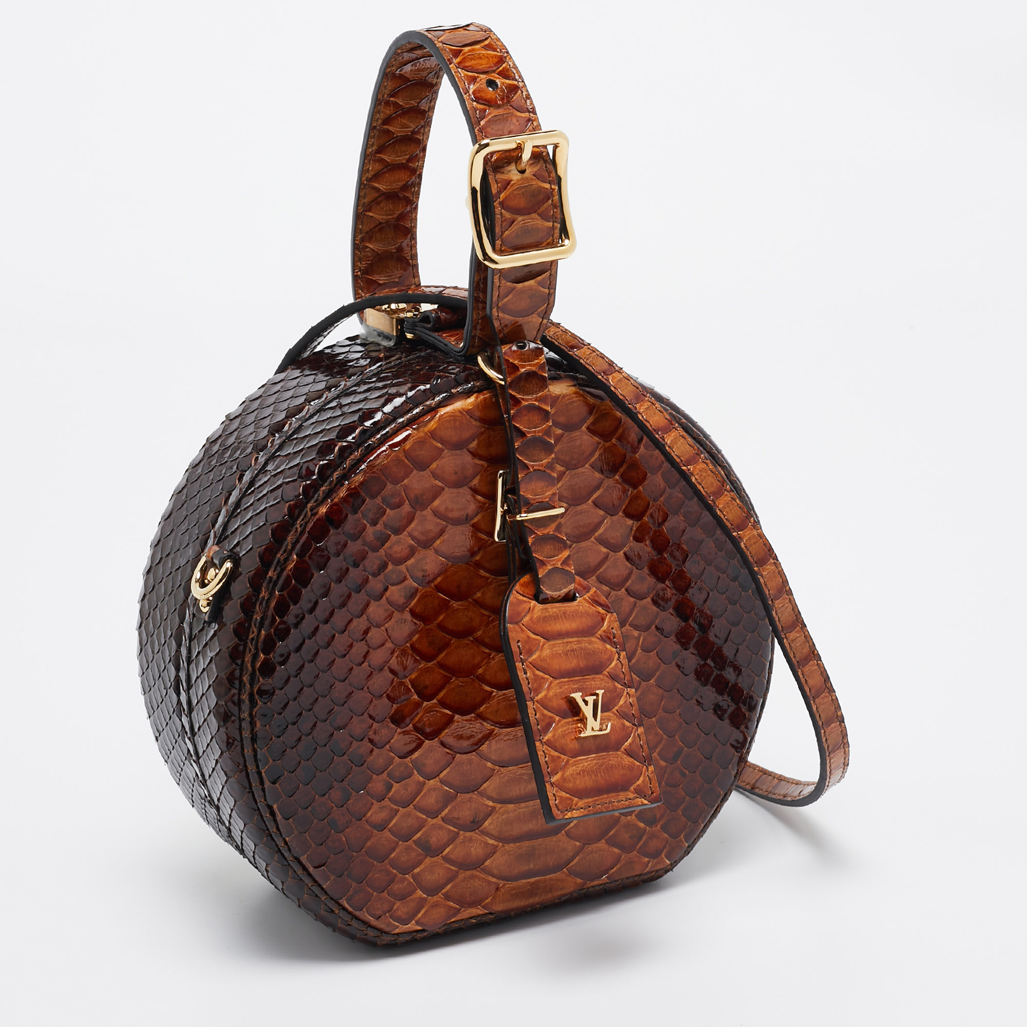 Louis Vuitton Brown Python Petite Boite Chapeau Bag