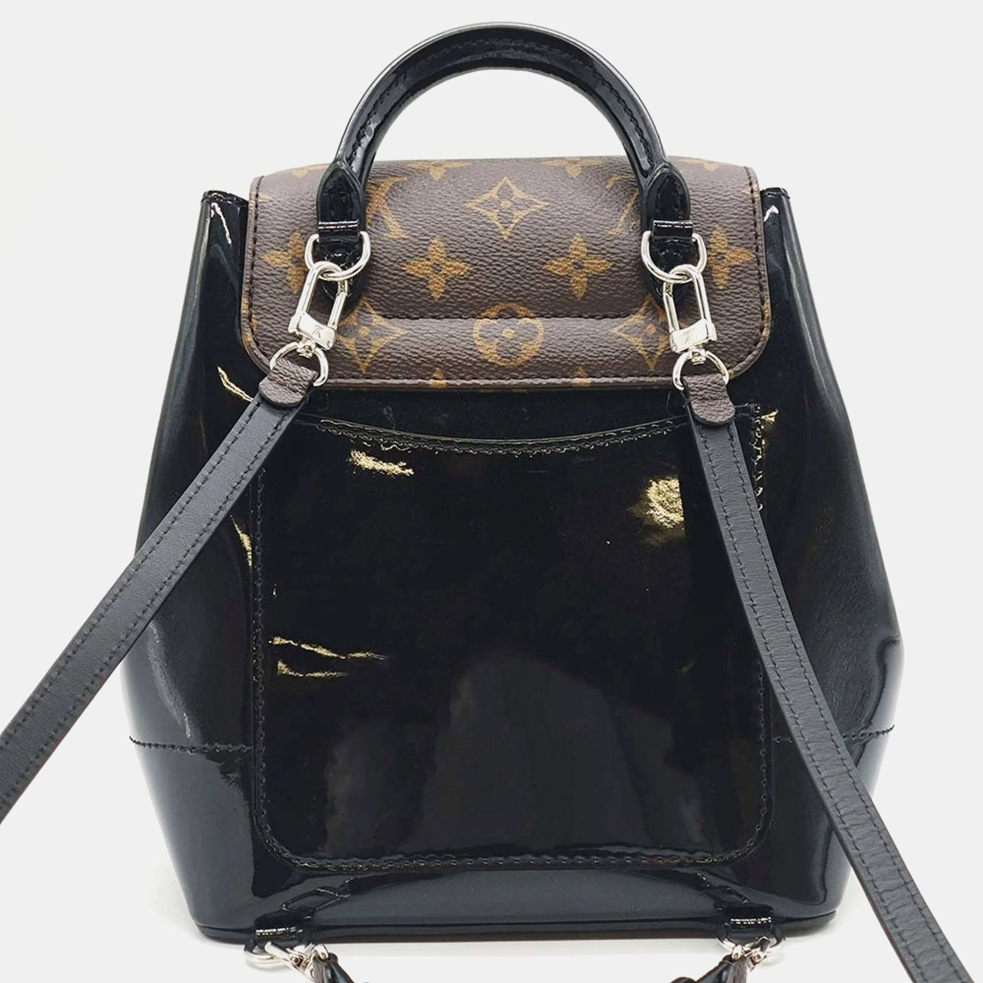 Louis Vuitton Brown/Black Vernis With Monogram Canvas Hot Springs Backpack