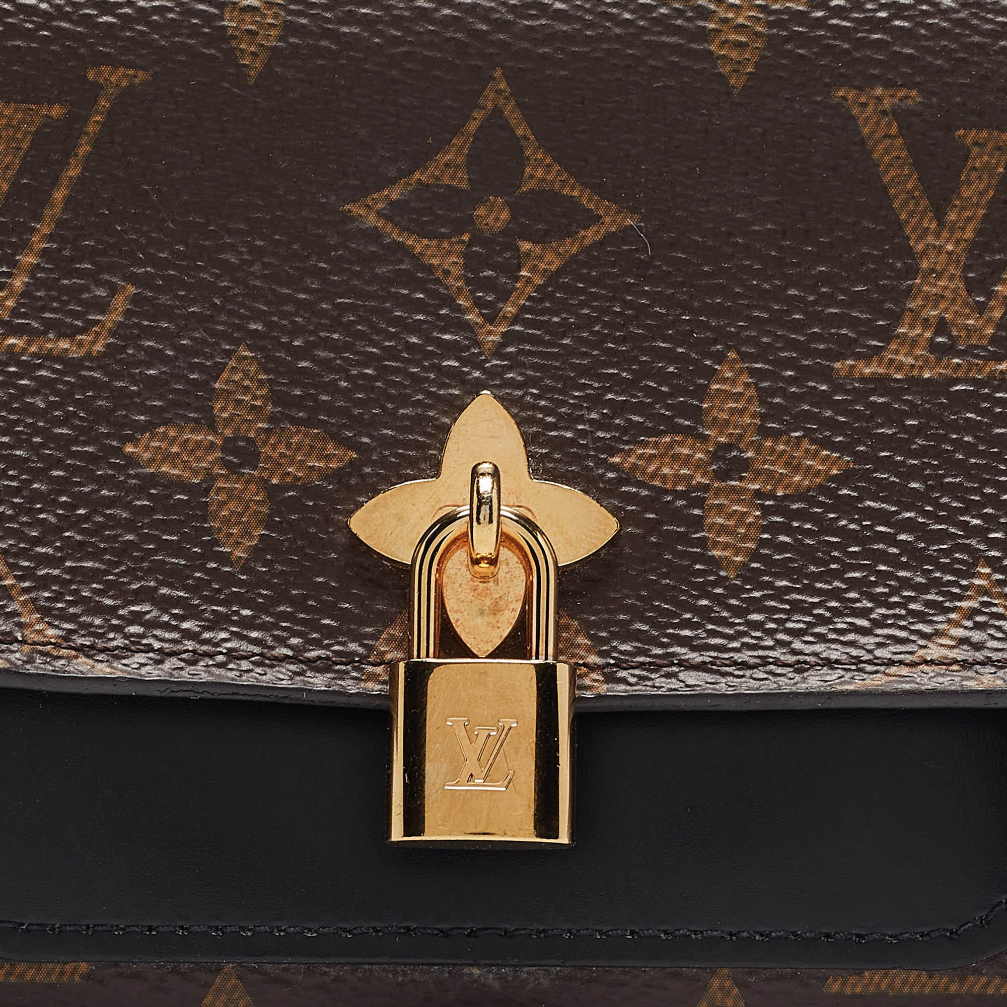 Louis Vuitton Black Monogram Canvas And Leather Flower Lock Wallet