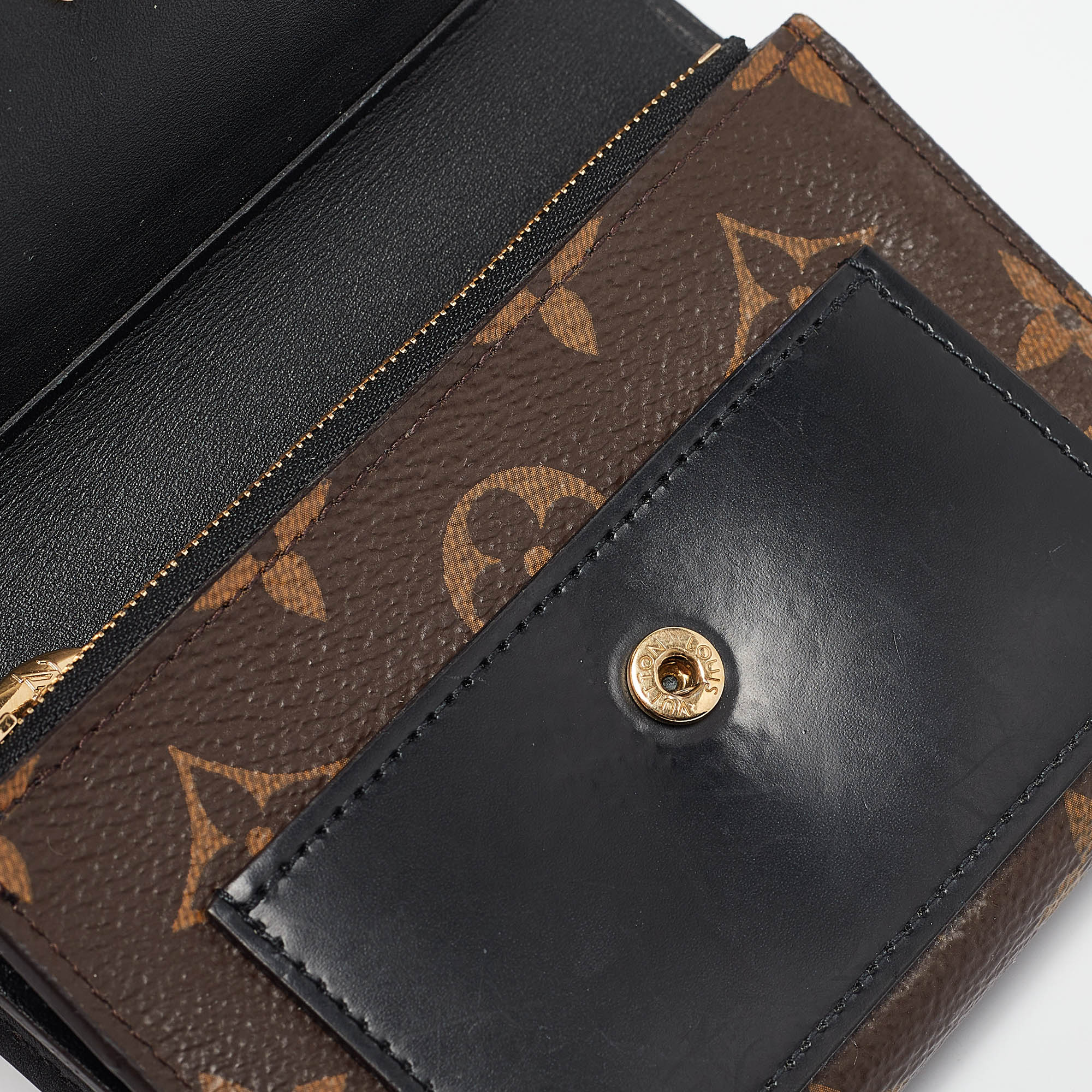 Louis Vuitton Black Monogram Canvas And Leather Flower Lock Wallet