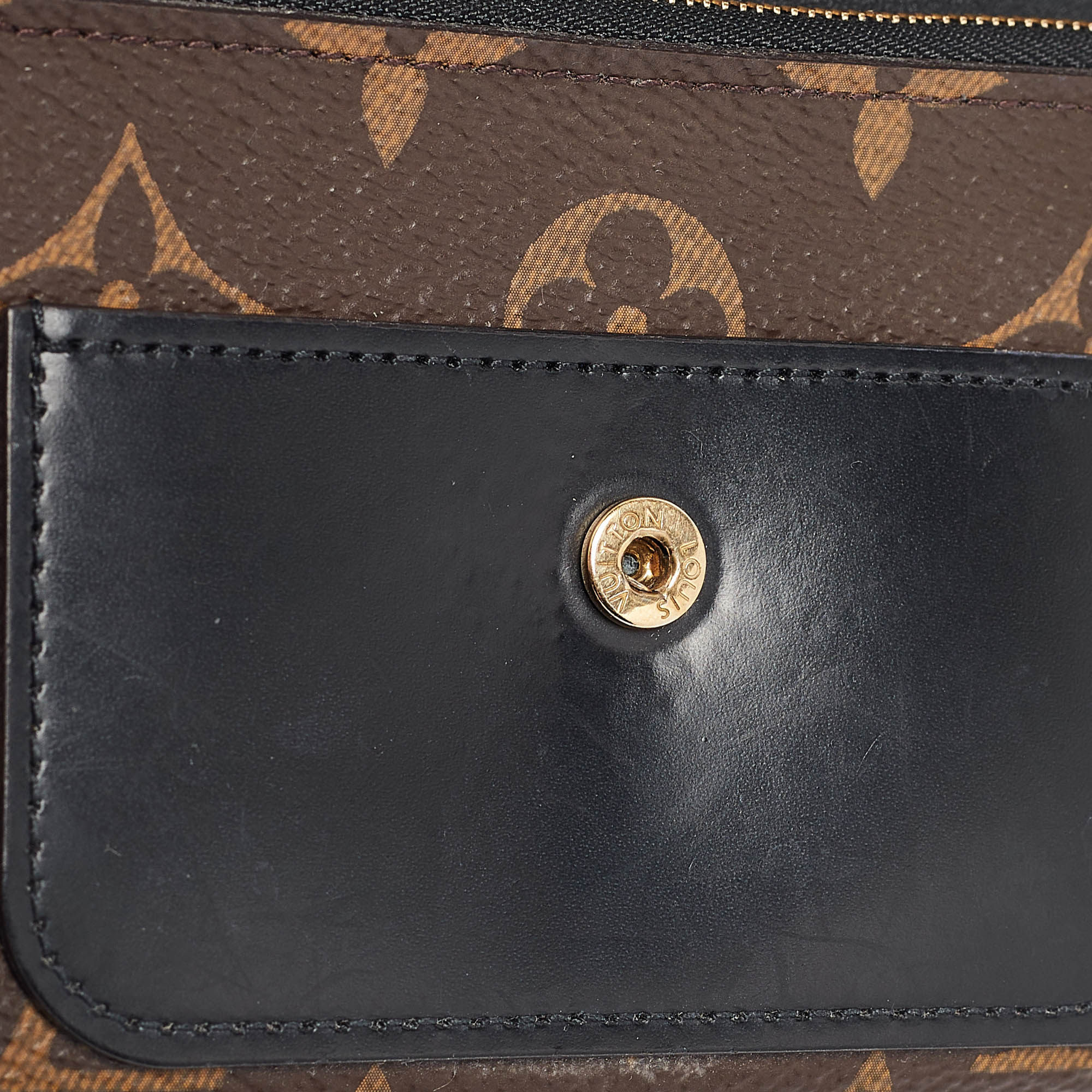 Louis Vuitton Black Monogram Canvas And Leather Flower Lock Wallet