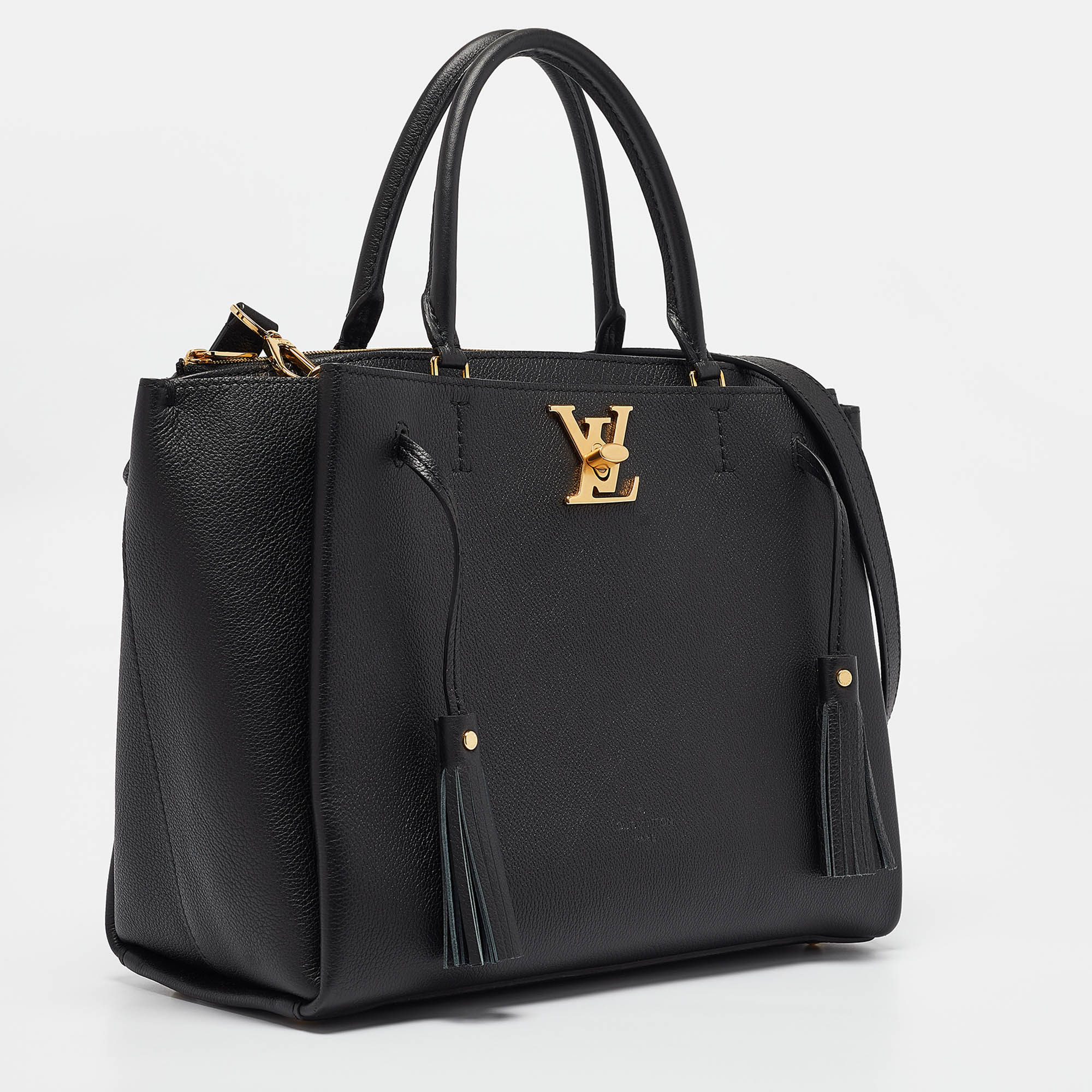 Louis Vuitton Black Leather Lockme Day MM Bag