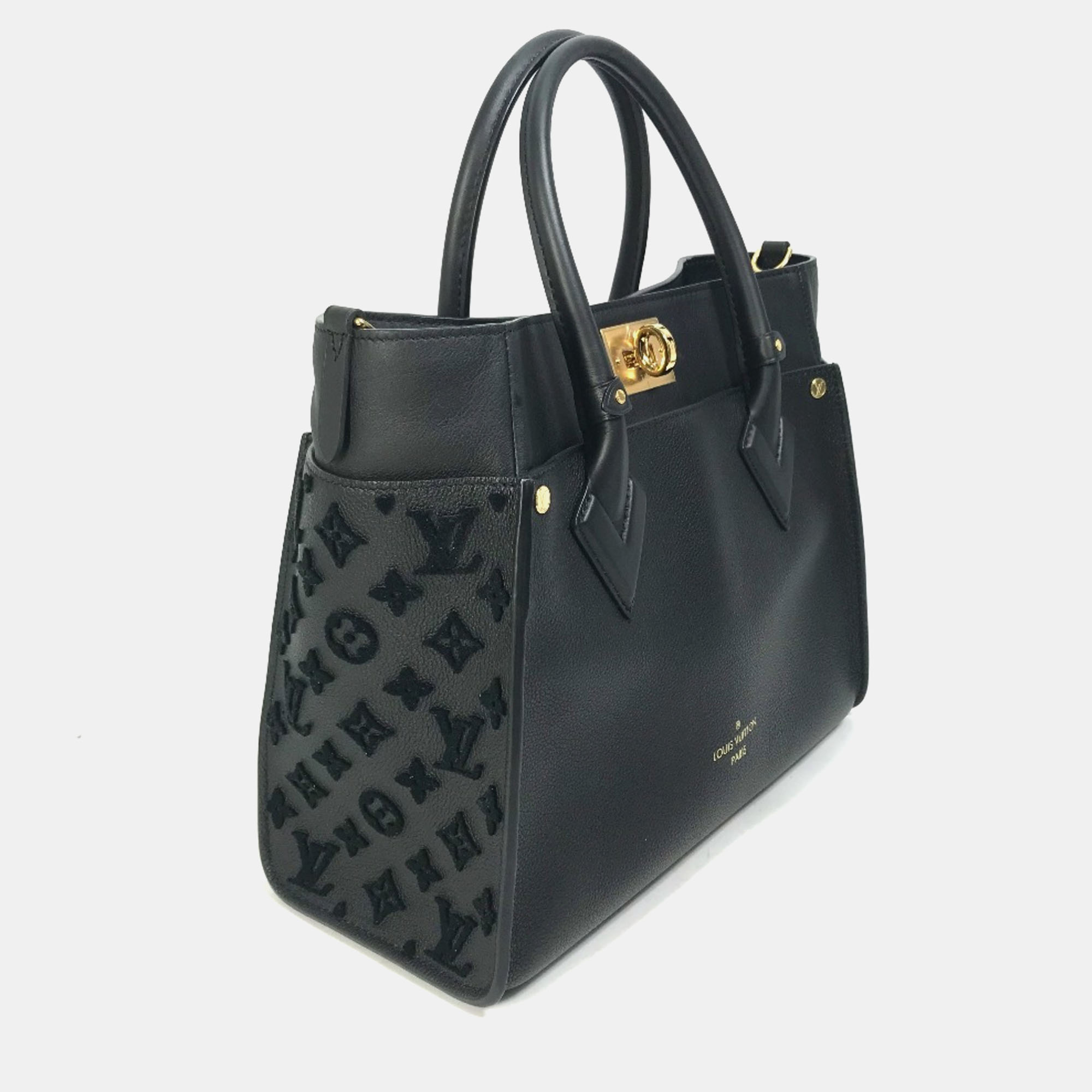 Louis Vuitton Black Monogram Leather Tuffetage On My Side MM Tote Bag