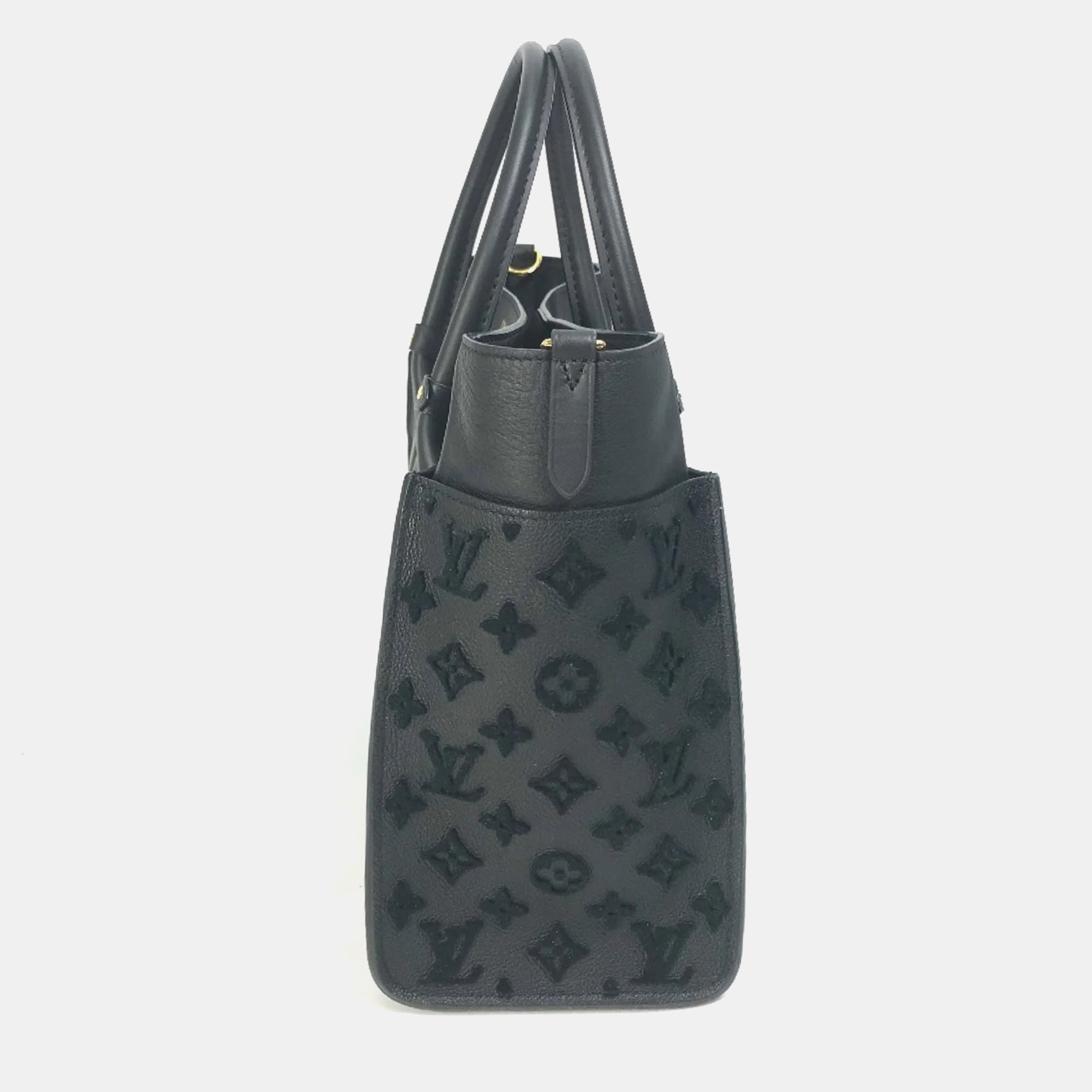 Louis Vuitton Black Monogram Leather Tuffetage On My Side MM Tote Bag