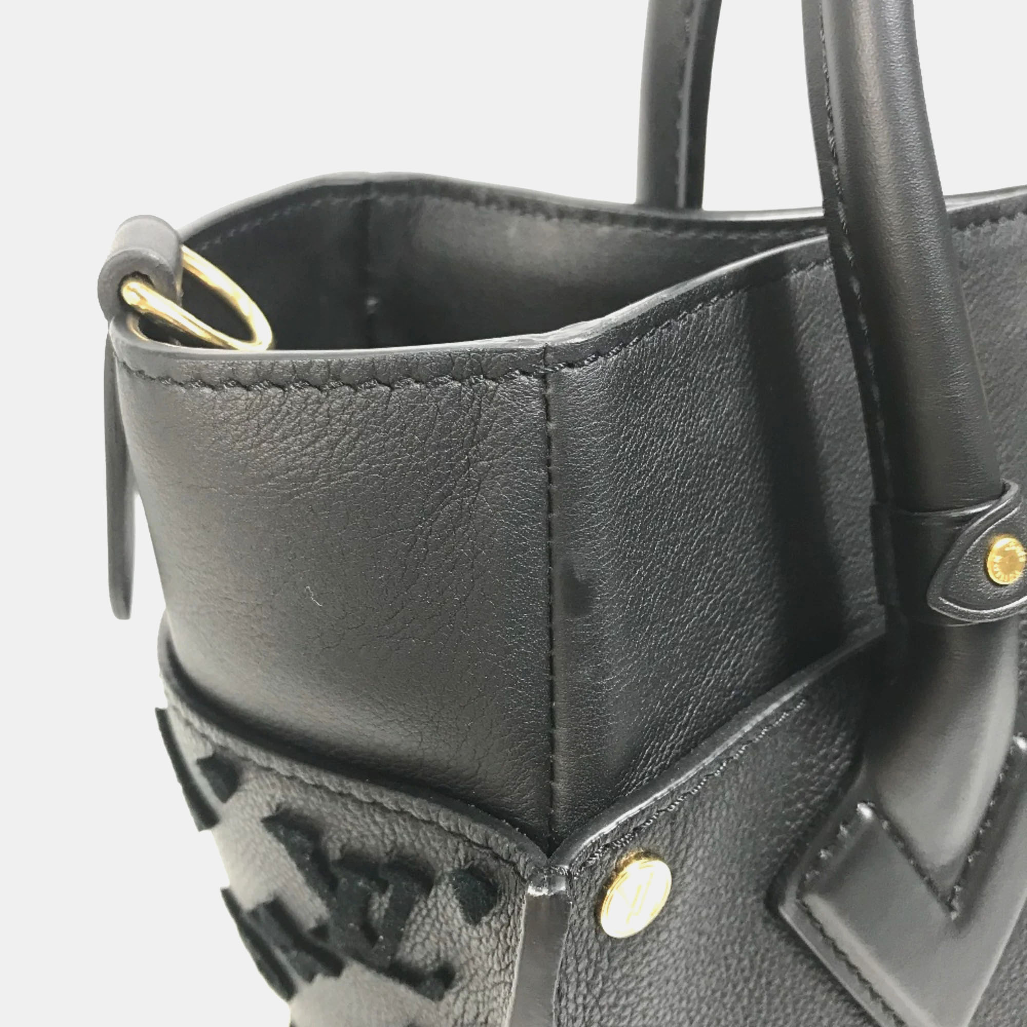 Louis Vuitton Black Monogram Leather Tuffetage On My Side MM Tote Bag