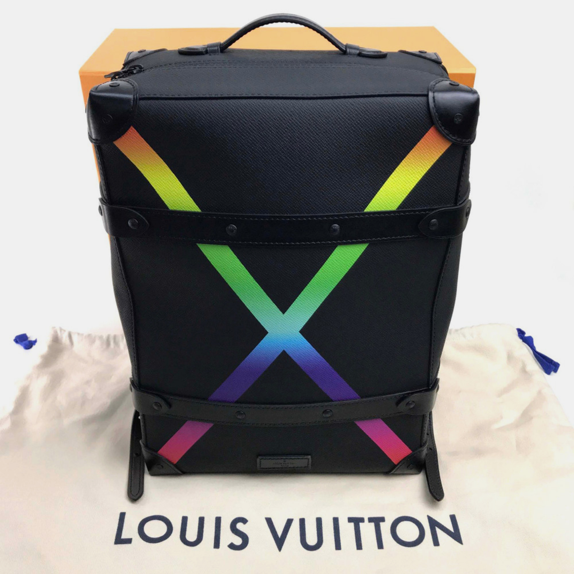 Louis Vuitton Black Leather Taiga Rainbow Backpack