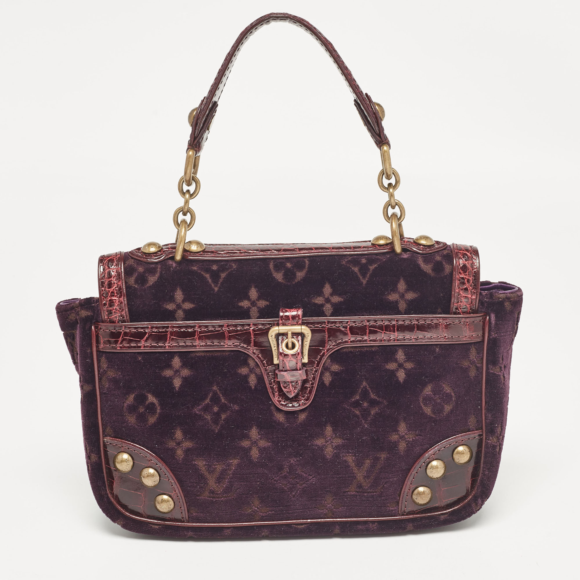 Louis Vuitton Purple Monogram Velours And Alligator Irvine Bag