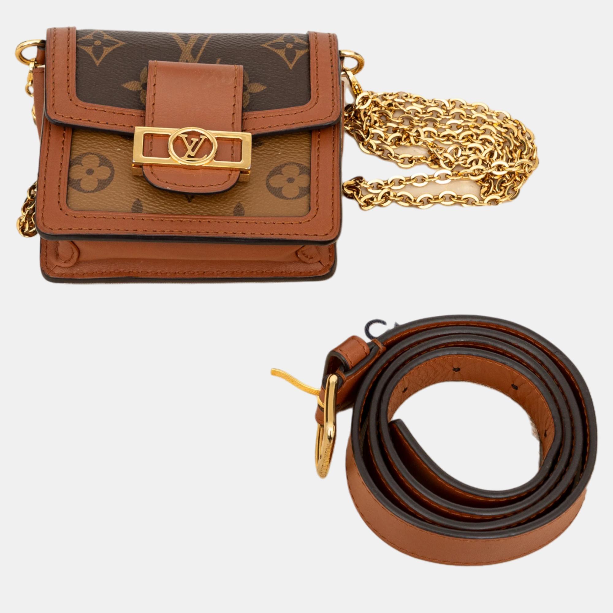 Louis Vuitton Brown Monogram Micro Dauphine Shoulder Bag