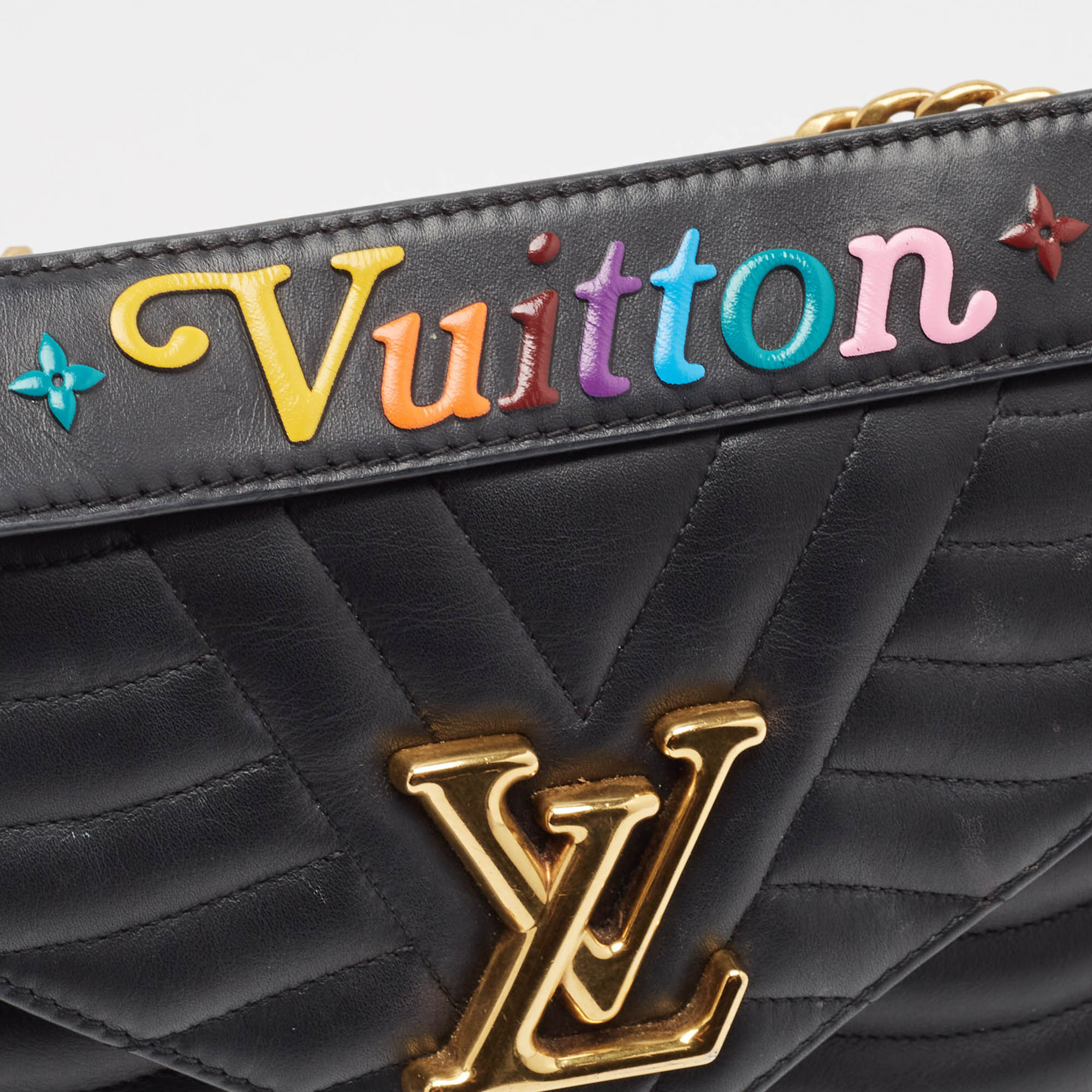 Louis Vuitton Black Quilted Leather New Wave Chain MM Bag