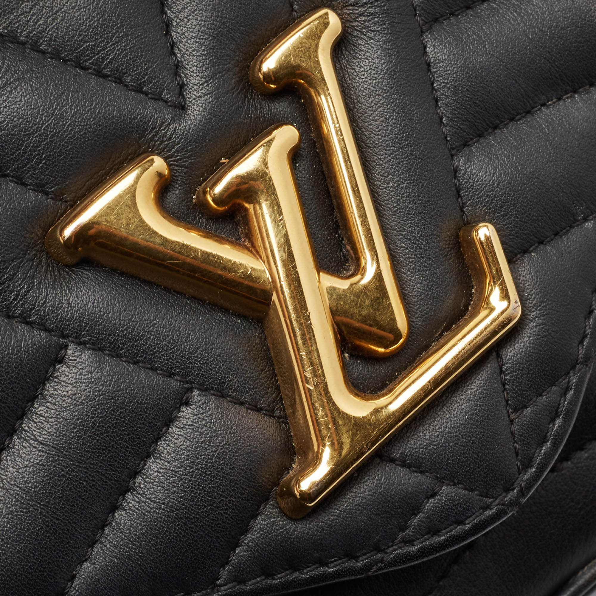 Louis Vuitton Black Quilted Leather New Wave Chain MM Bag