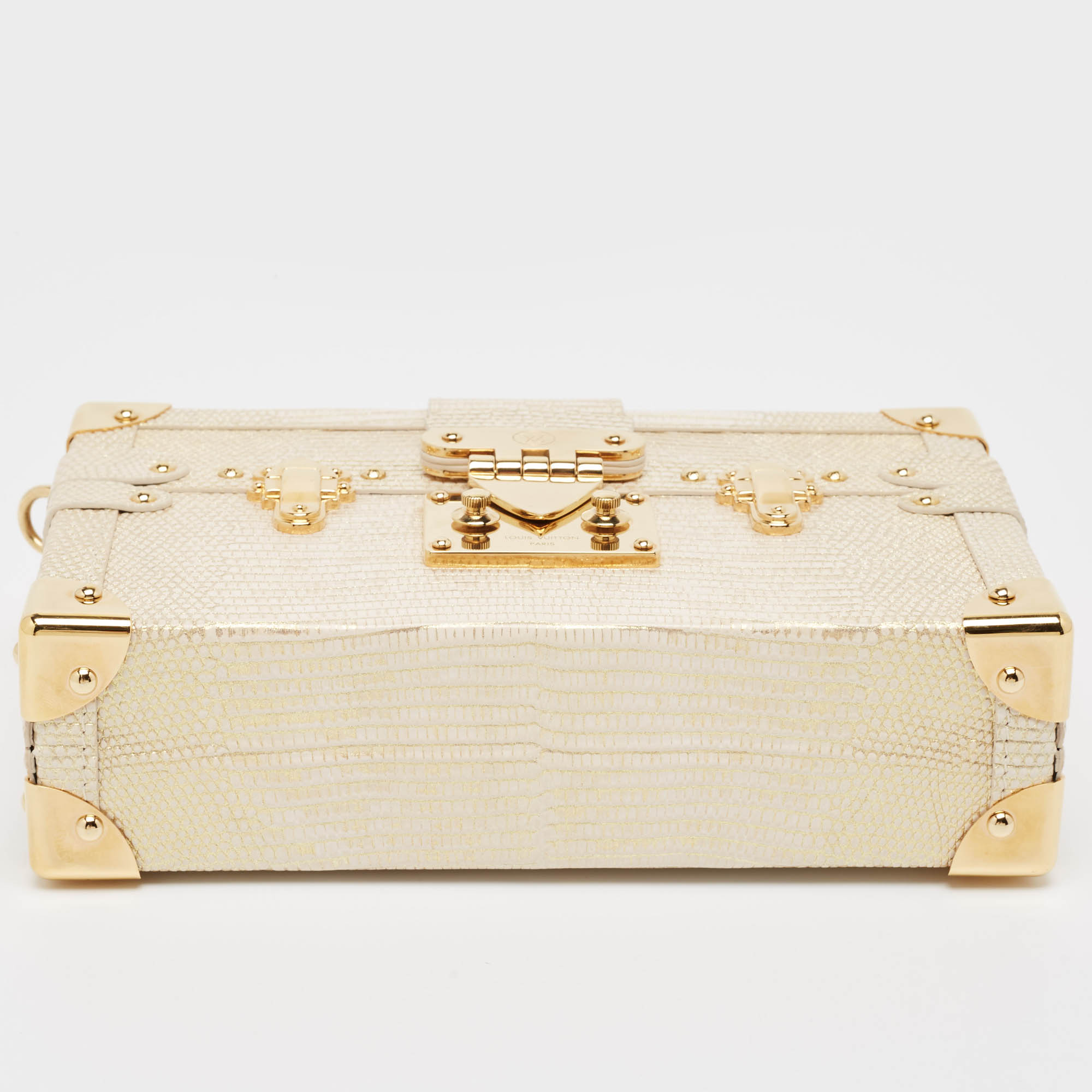 Louis Vuitton Gold Lizard Petite Malle Bag