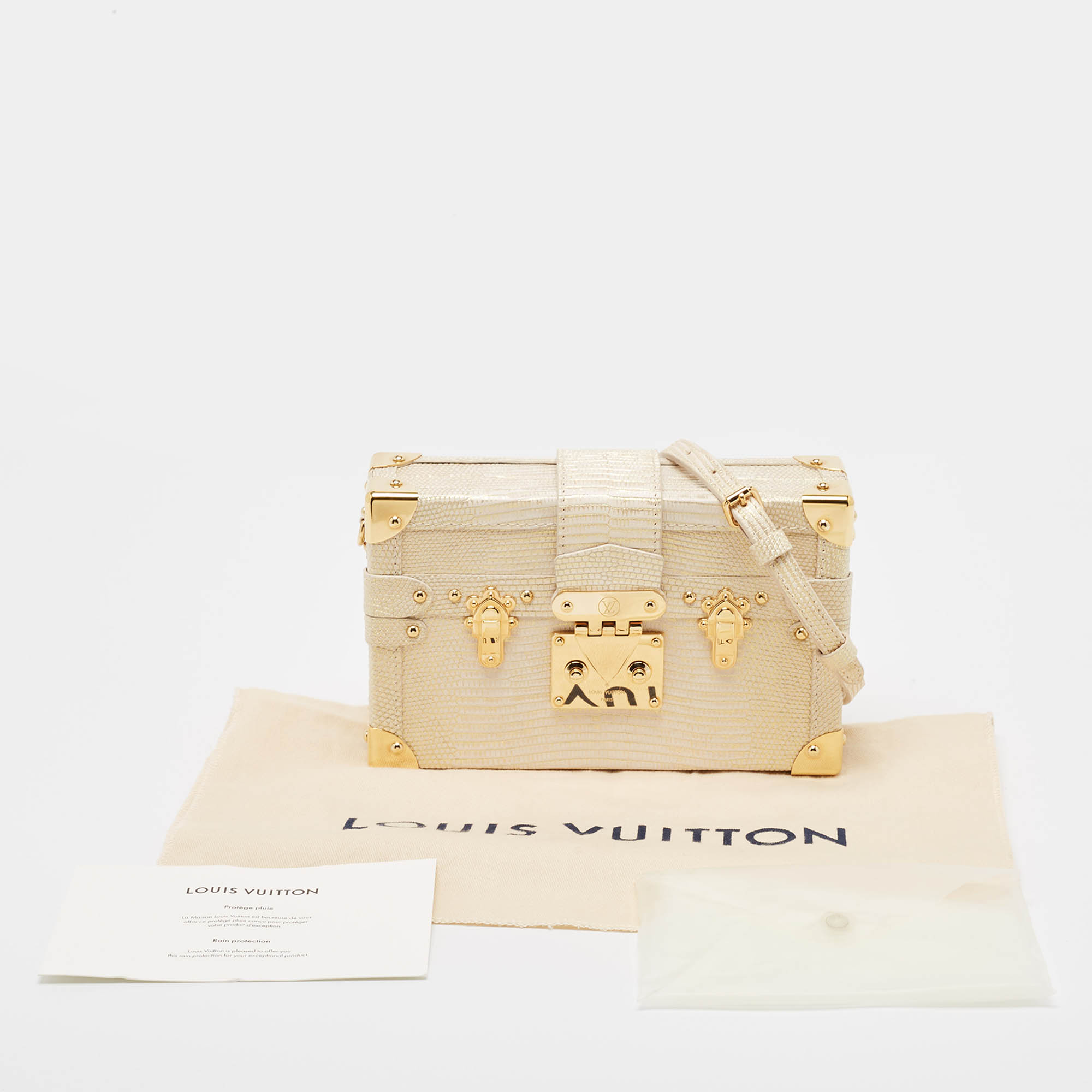 Louis Vuitton Gold Lizard Petite Malle Bag