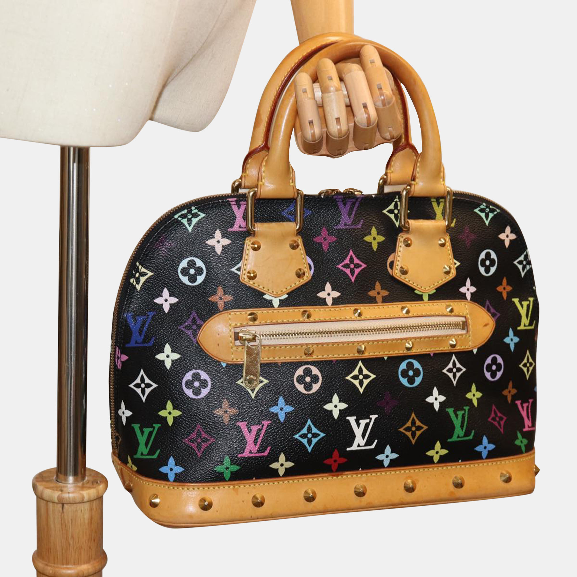 Louis Vuitton Black Monogram Multicolor Canvas Alma PM Satchel