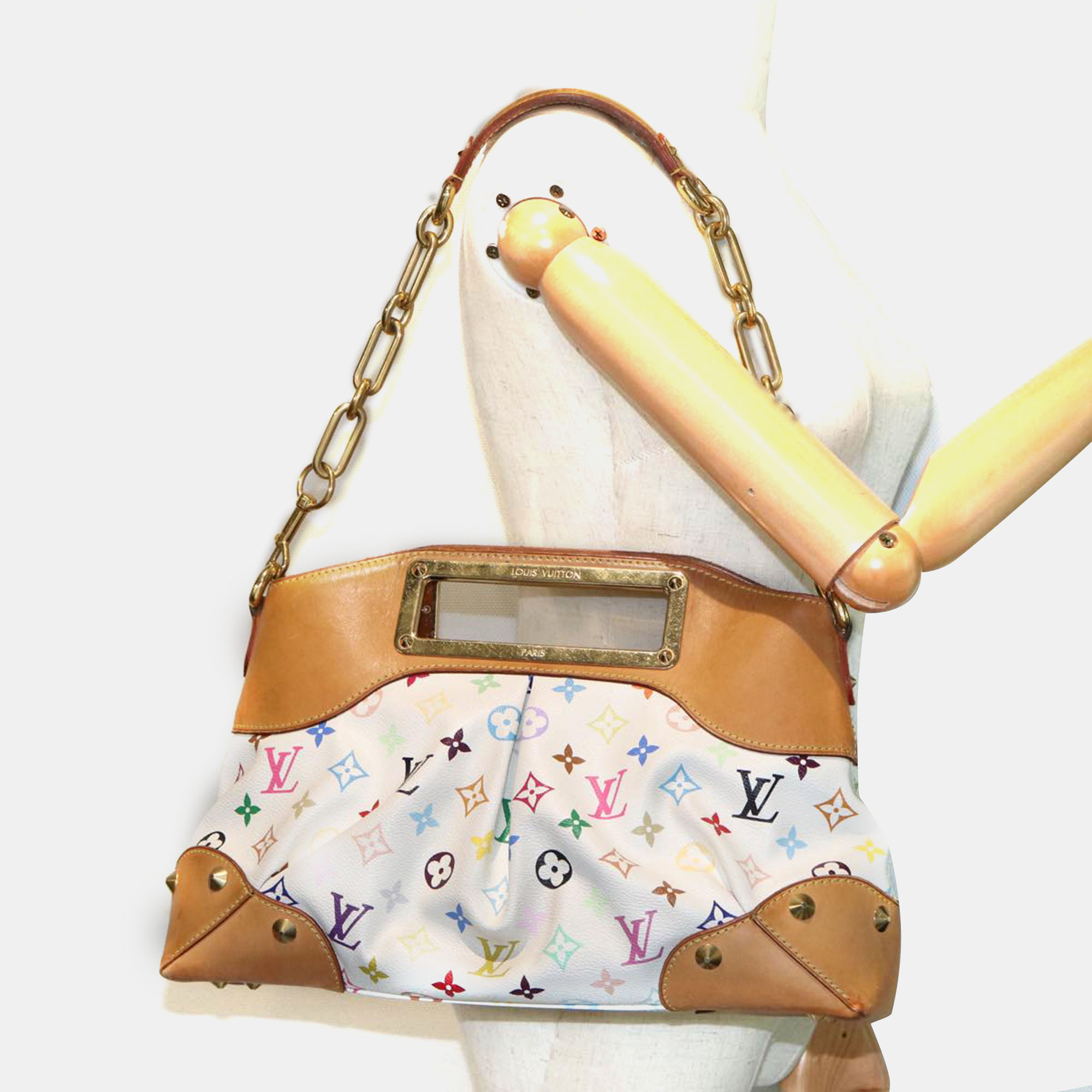 Louis Vuitton White Monogram Multicolor Canvas Judy Shoulder Bag