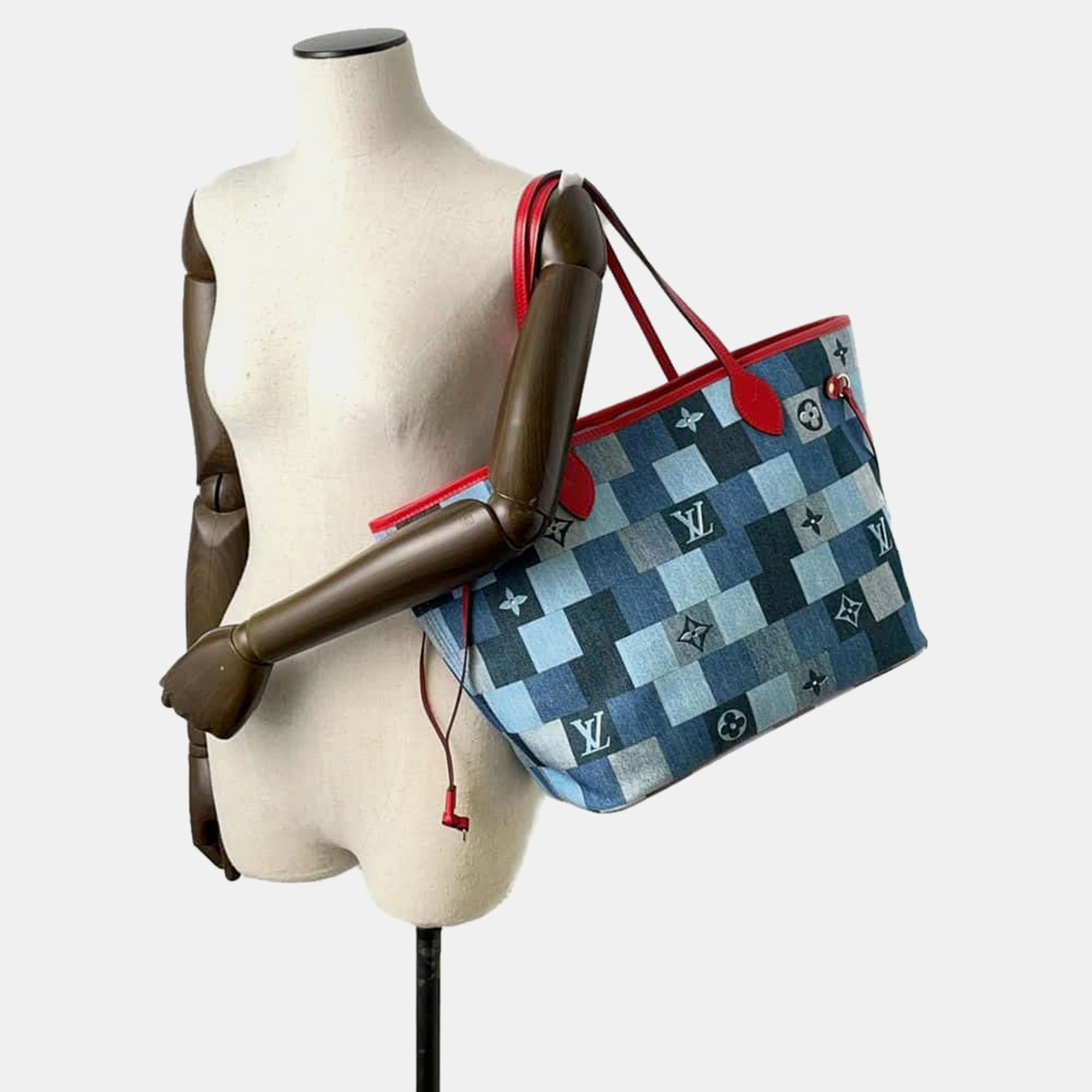 Louis Vuitton Blue Patchwork Monogram Denim Neverfull MM Tote Bag