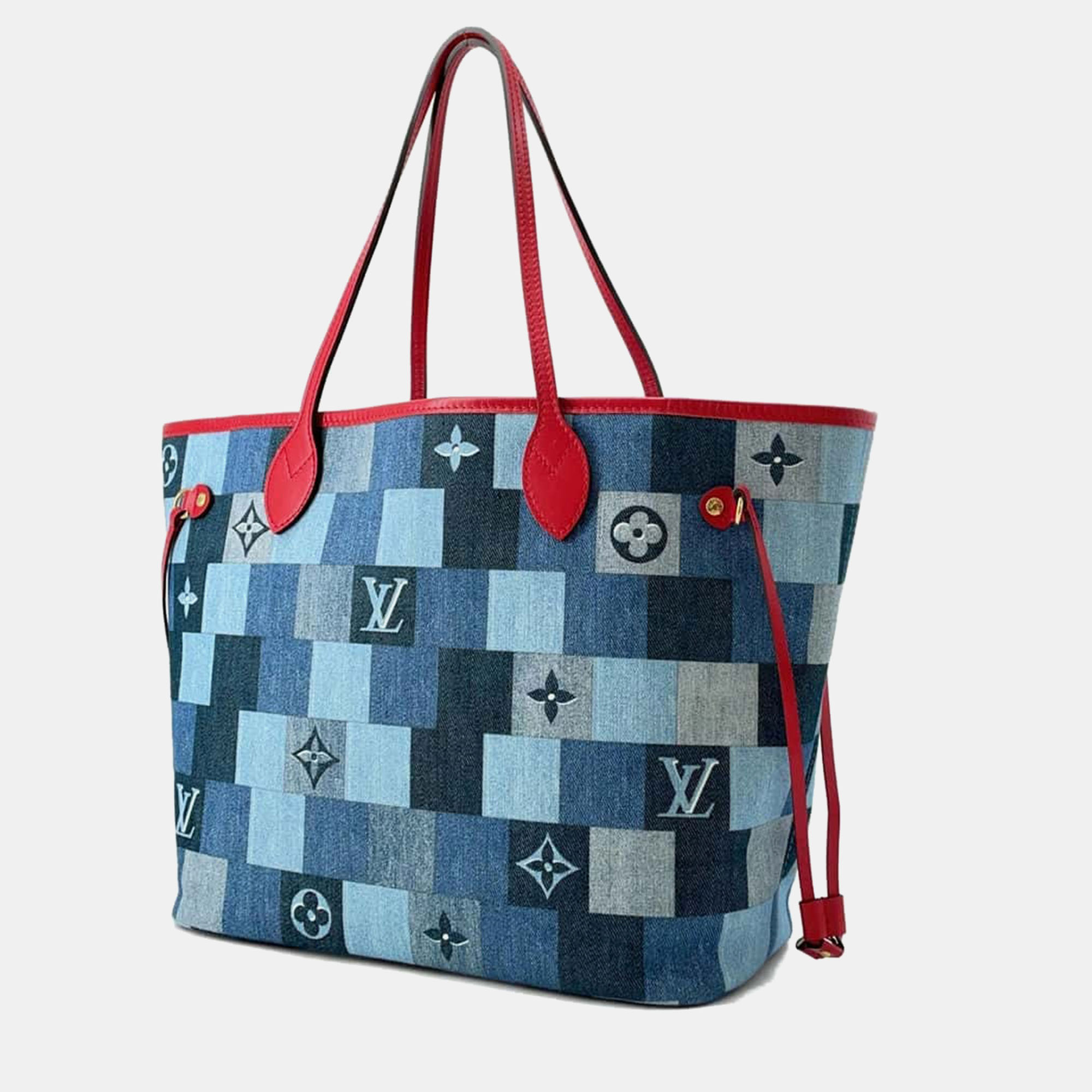 Louis Vuitton Blue Patchwork Monogram Denim Neverfull MM Tote Bag